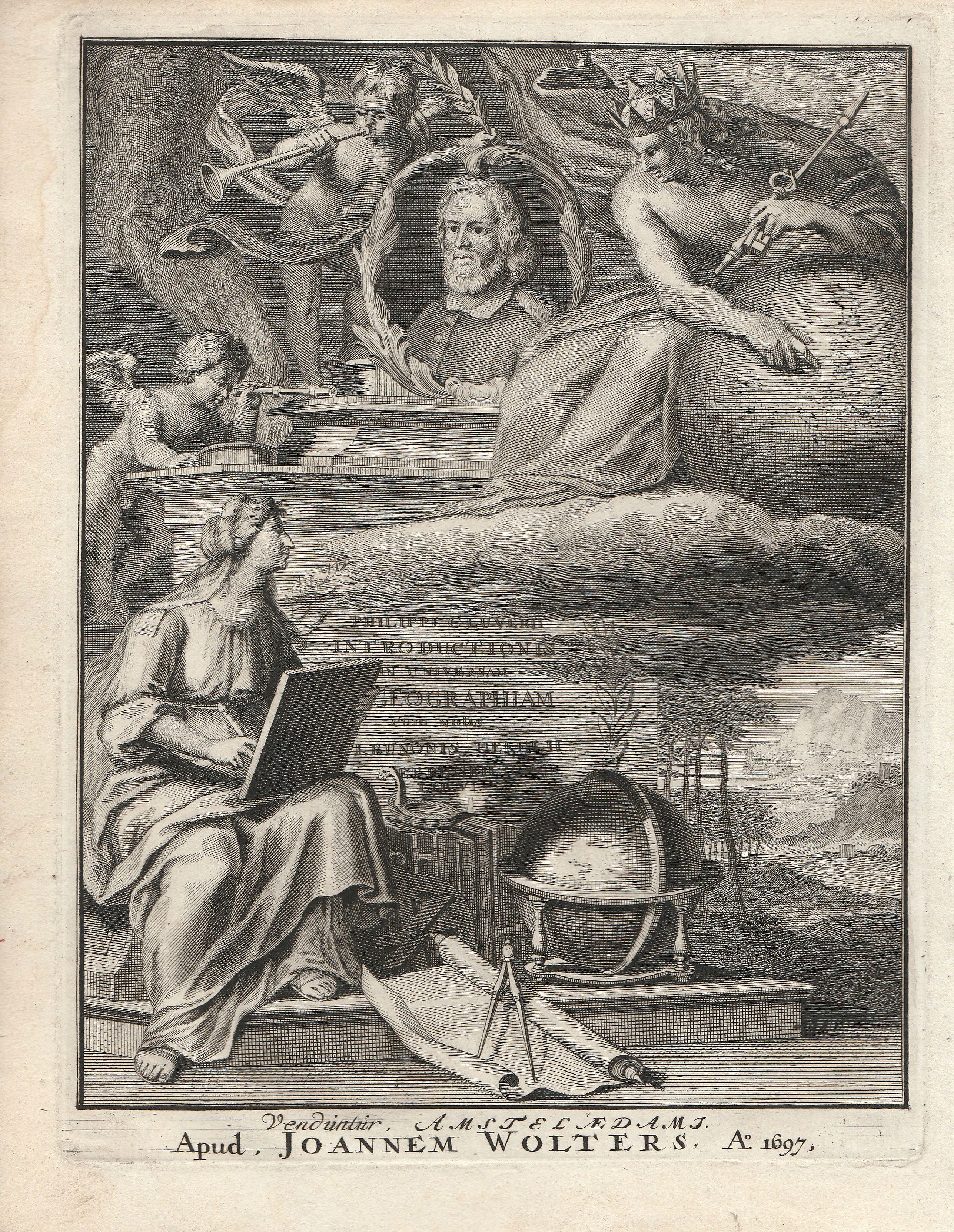 CLUVER, Philip., Philippi Cluverii Introductionis in Universam Geographiam cum notis J. Bunonis Hekelii . Veduntur Amsteldami Apud Joannem Wolters. Ao 1697, antique map, old maps