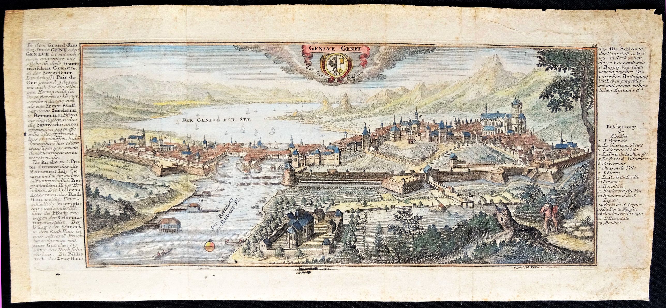 BODENEHR, G., Geneve / Genff., antique map, old maps