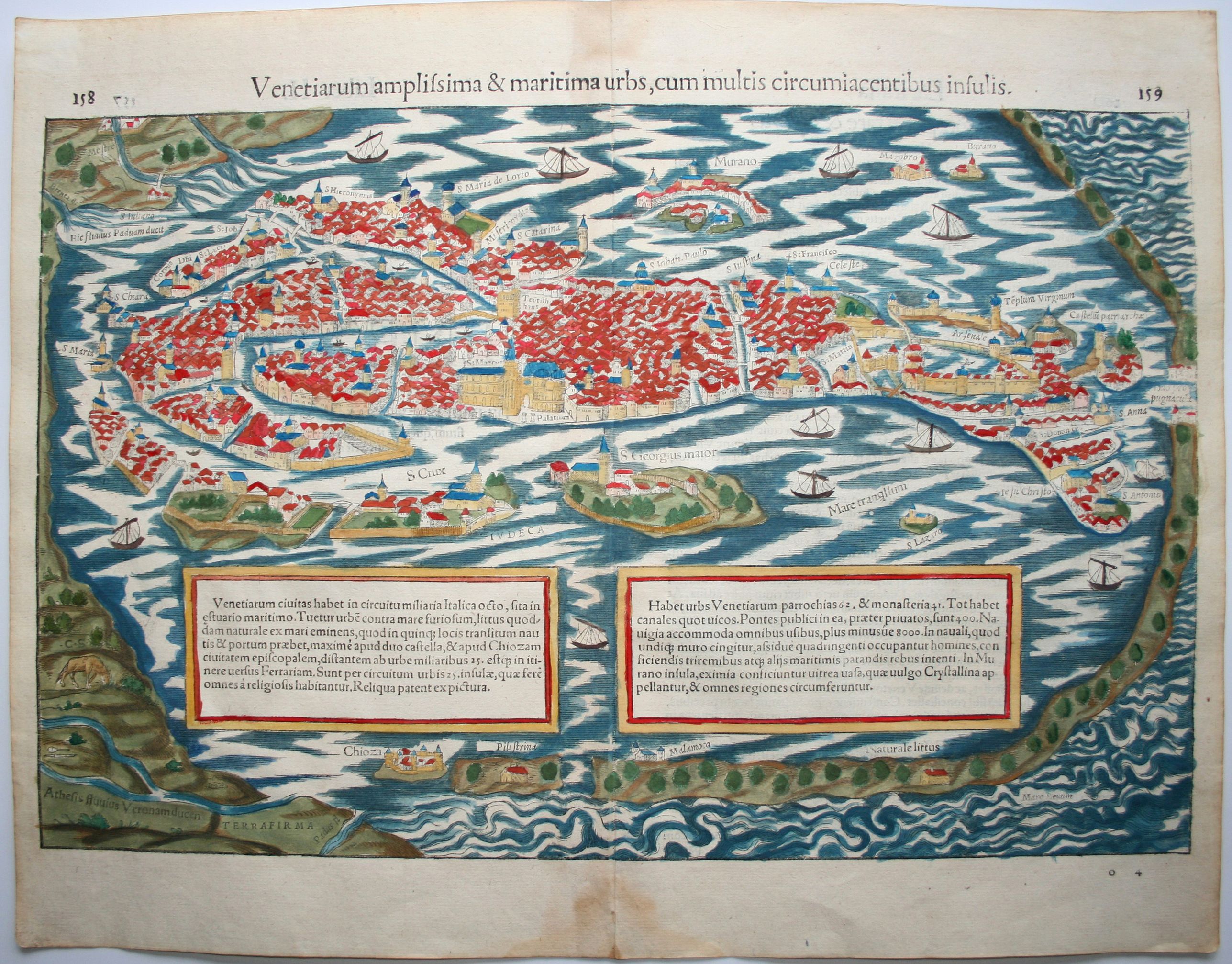 MÜNSTER, S., Venice., antique map, old maps