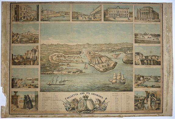 ANONYMOUS., Valletta and its Environs., antique map, old maps