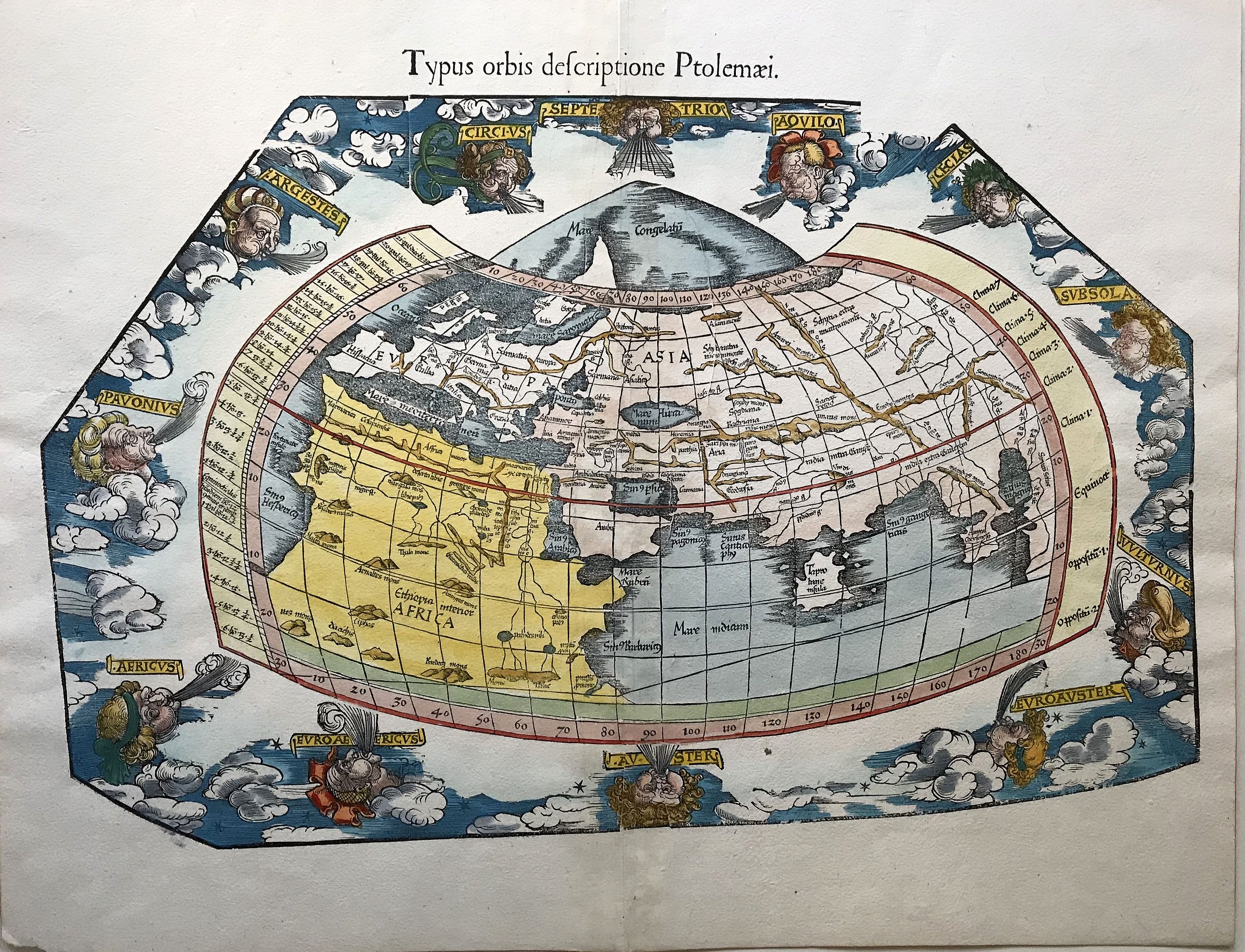 PTOLEMEE, C. / FRIES, L., Typus orbis descriptione Ptolemaei., antique map, old maps