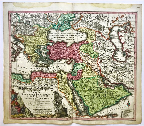 SEUTTER, M, Magni Turcarum Dominatoris Imperium per Europam, Asiam, et Africam., antique map, old maps