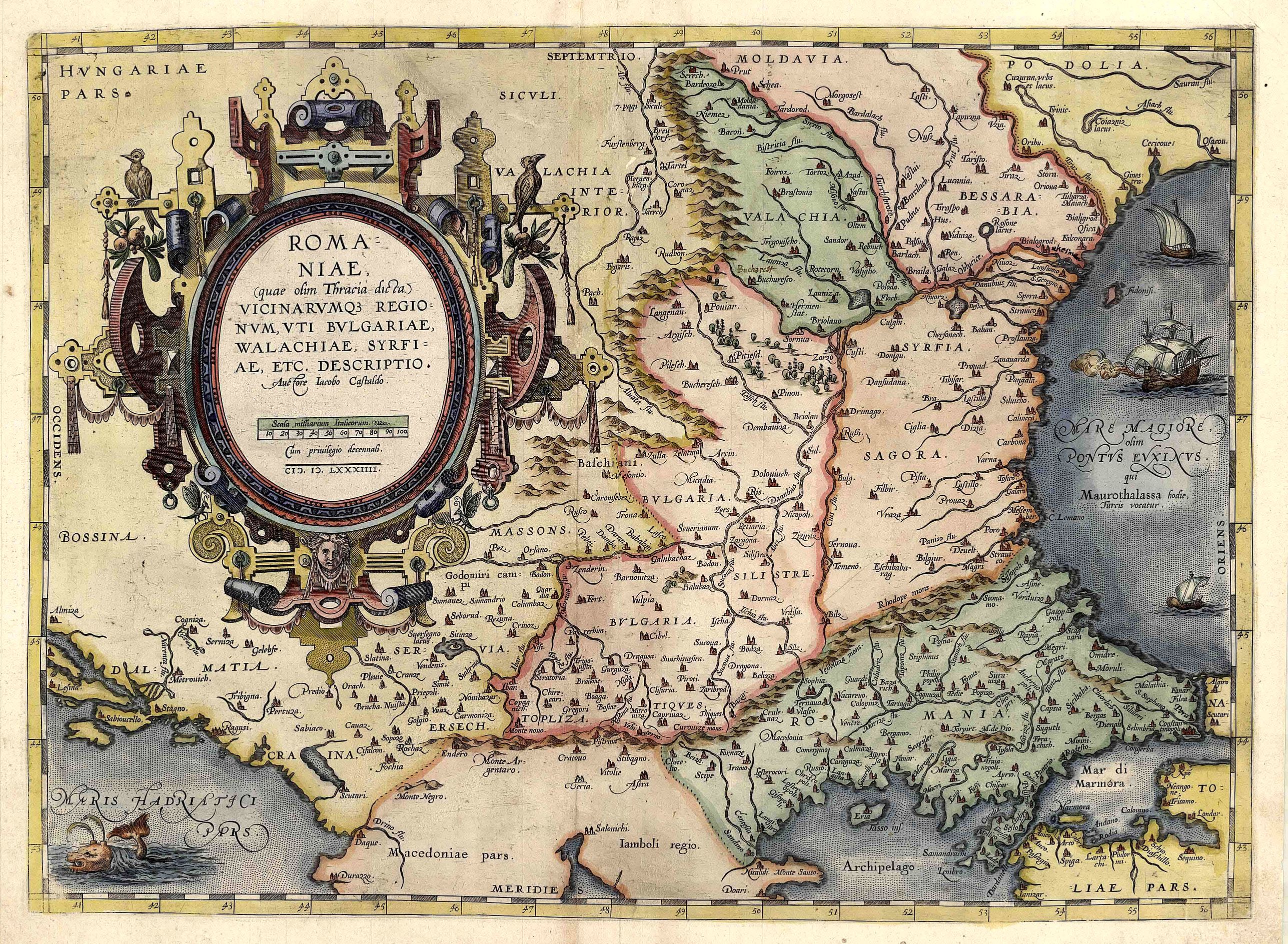 ORTELIUS, A., Romaniae, (quae olim Thracia dicta) . . ., antique map, old maps
