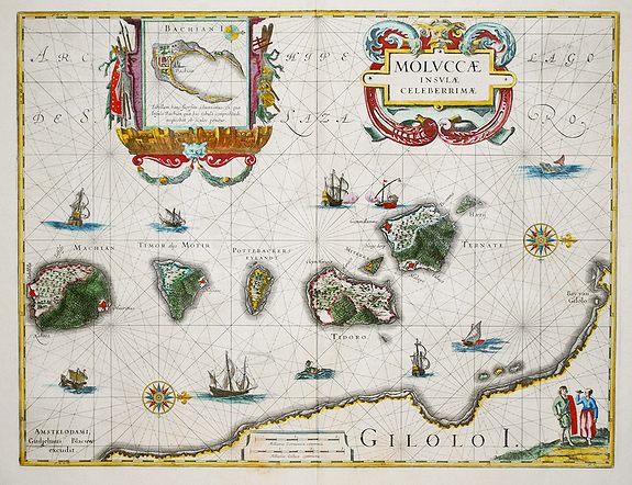 BLAEU, Willem., Moluccae Insulae Celeberrimi., antique map, old maps