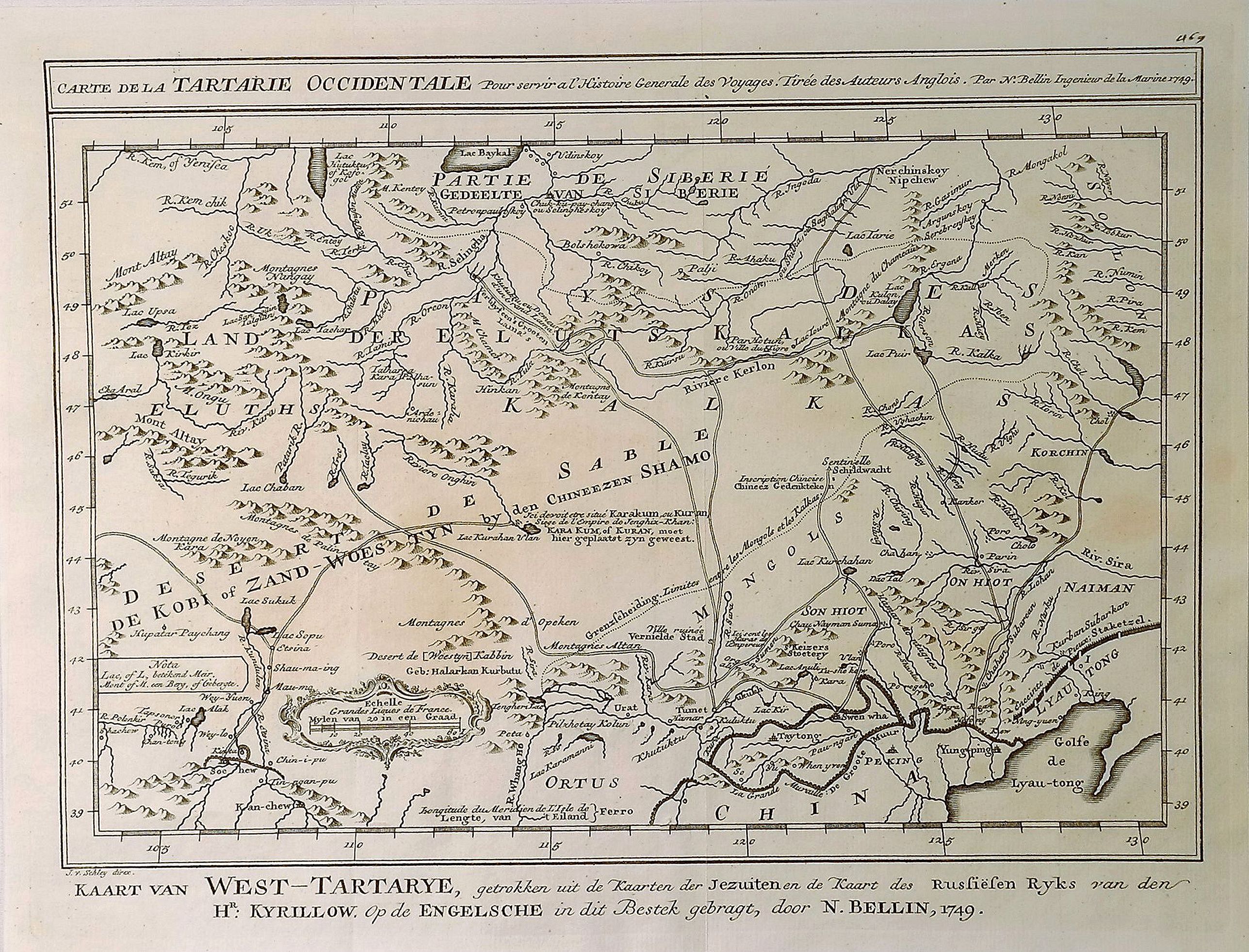 BELLIN, J., Carte de la Tartarie Occidentale. . ., antique map, old maps