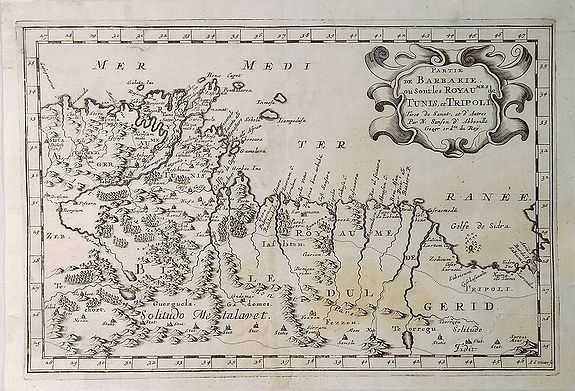 SANSON, N., Partie de Barbarie ou Sont les Royaumes de Tunis et Tripoli. . ., antique map, old maps