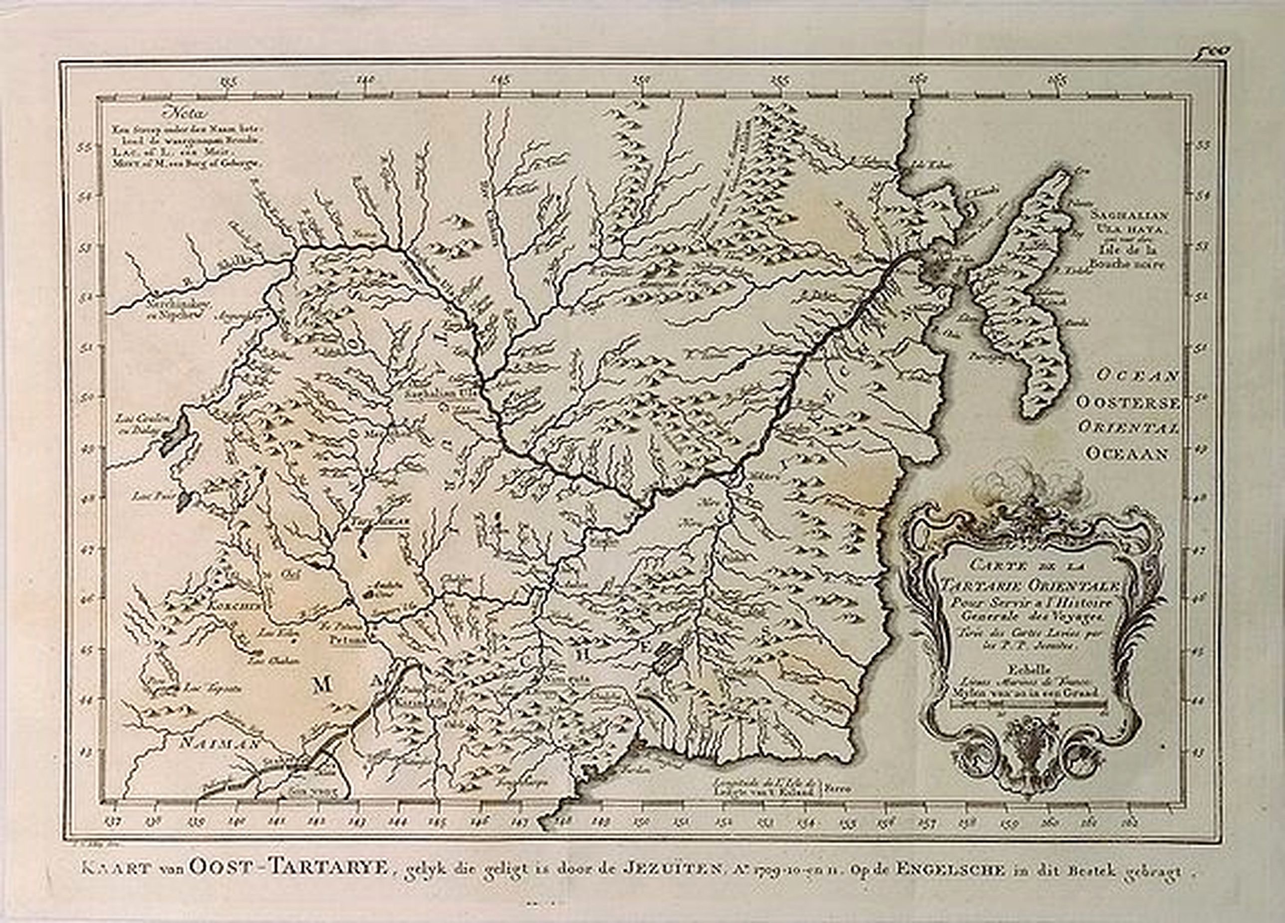 BELLIN, J., Kaart van Oost-Tartarye, Gelyk Die is Door de Jesuite., antique map, old maps