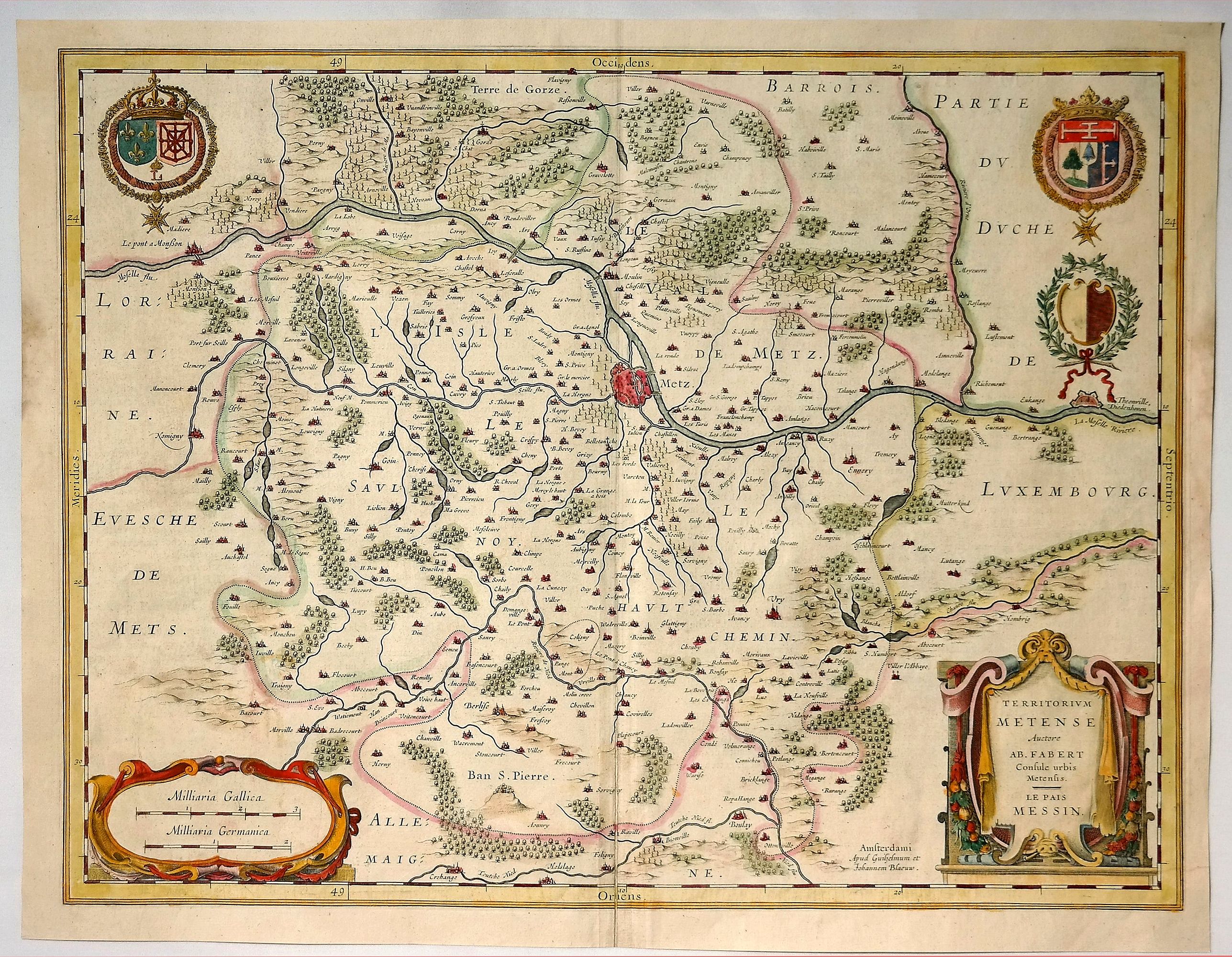 BLAEU, W., Territorium Metense., antique map, old maps