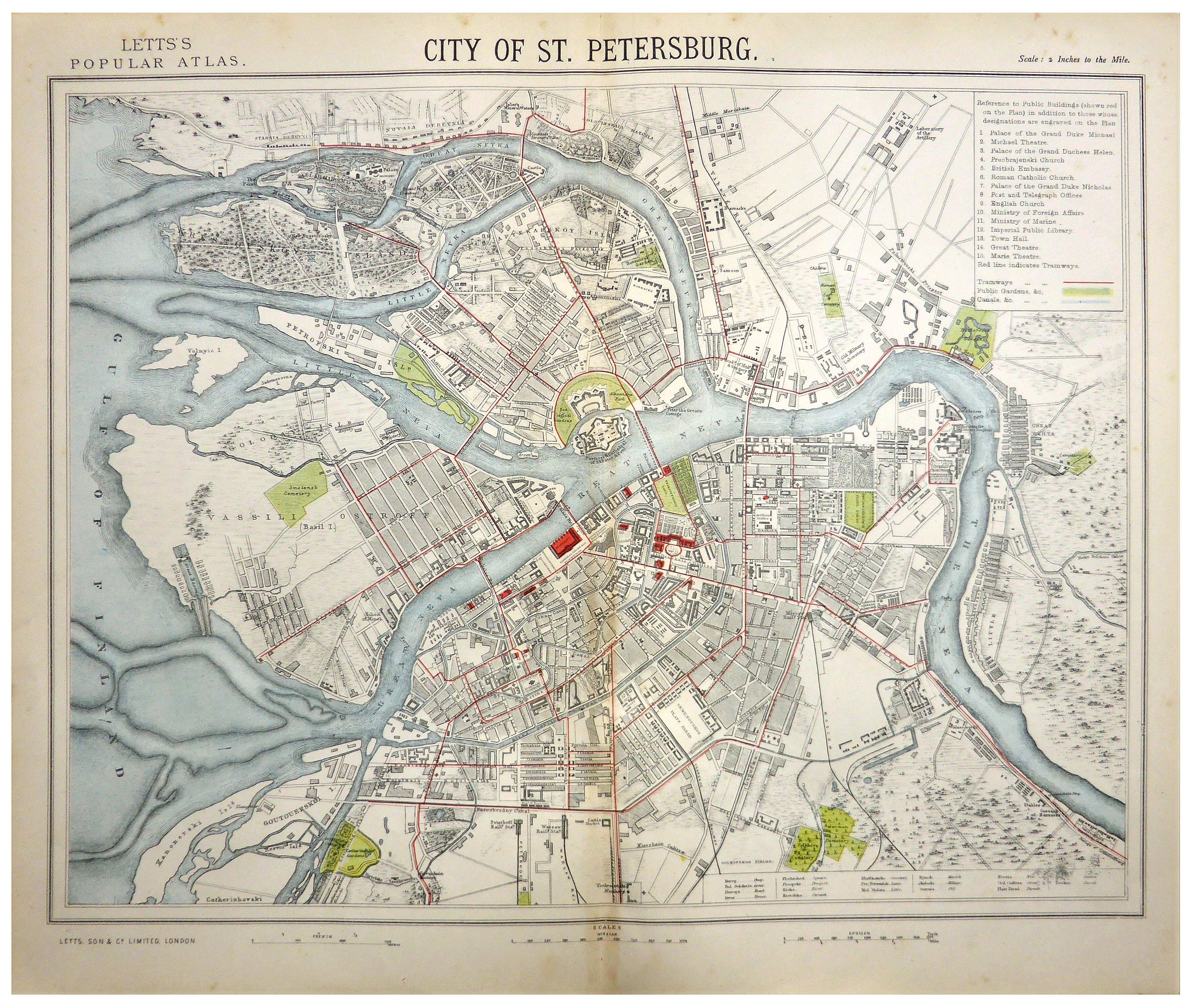 LETTS, Thomas., CITY OF ST. PETERSBURG., antique map, old maps