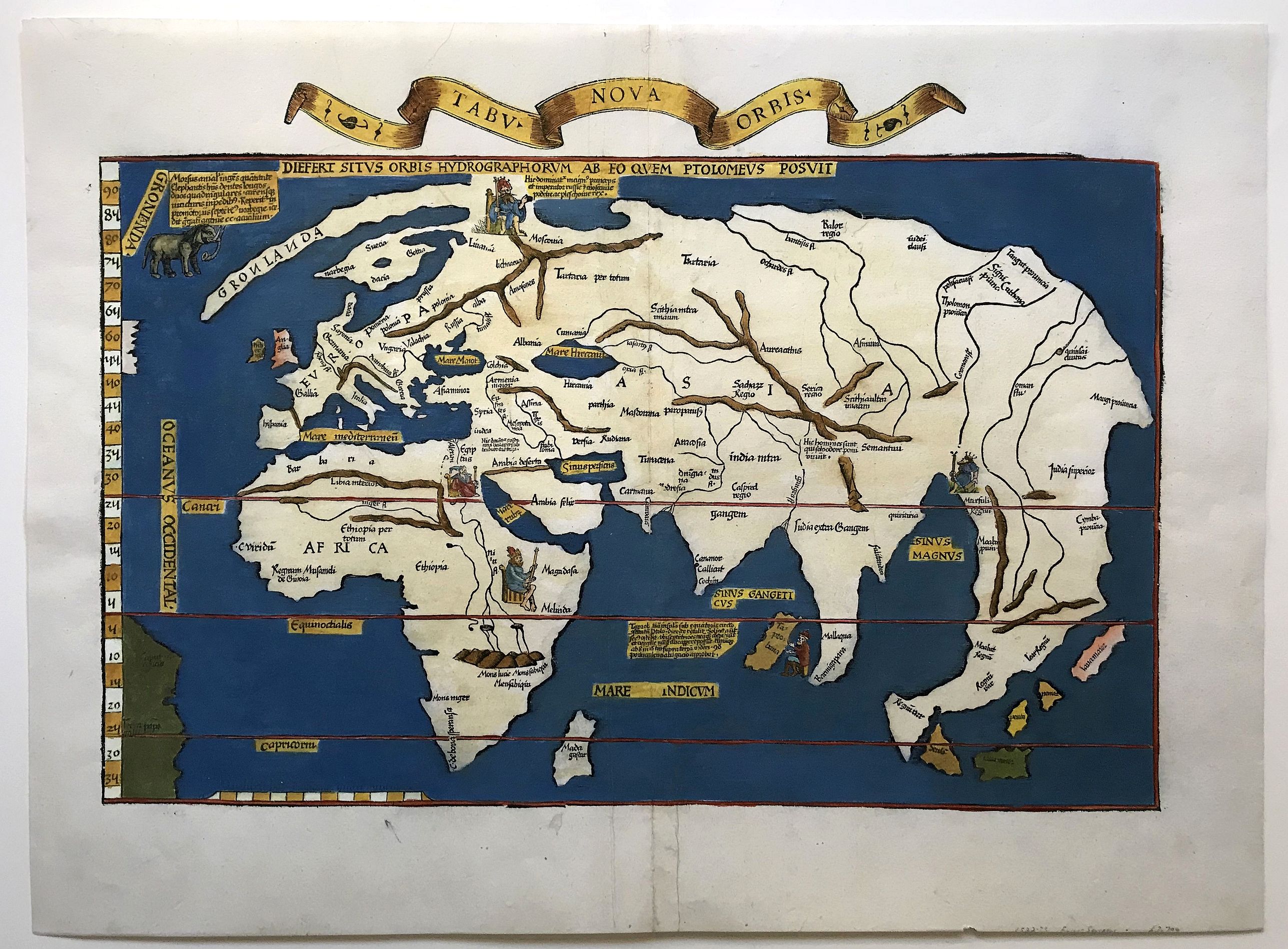 FRIES, L., Tabu Nova Orbis / Diefert Situs Orbis Hydrographorum Ab Eo Quem Ptolomeus Posuit. . ., antique map, old maps