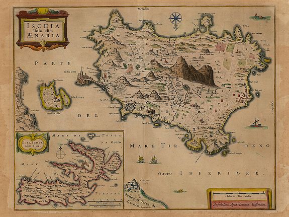 HONDIUS, Henricus., Ischia Isola Olim Aenaria. , antique map, old maps