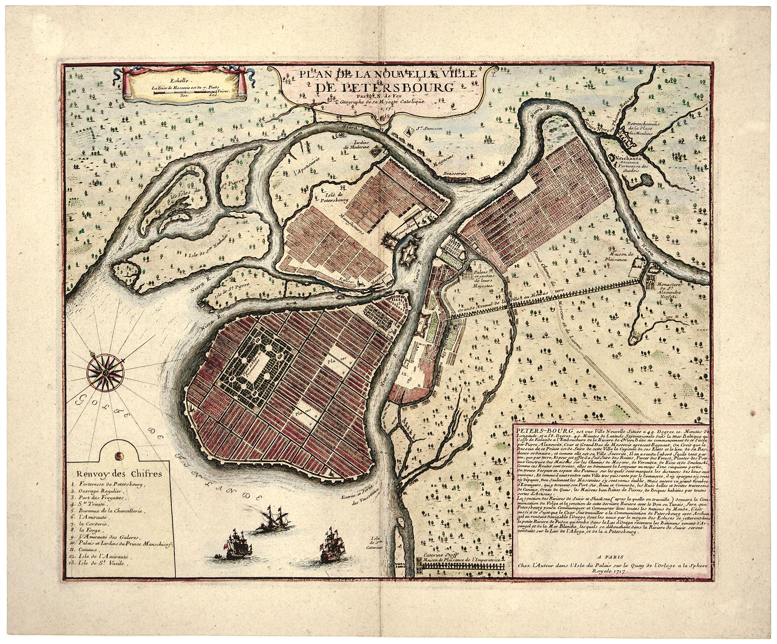 DE FER, Nicholas., Plan De La Nouvelle Ville De Petersbourg. . ., antique map, old maps