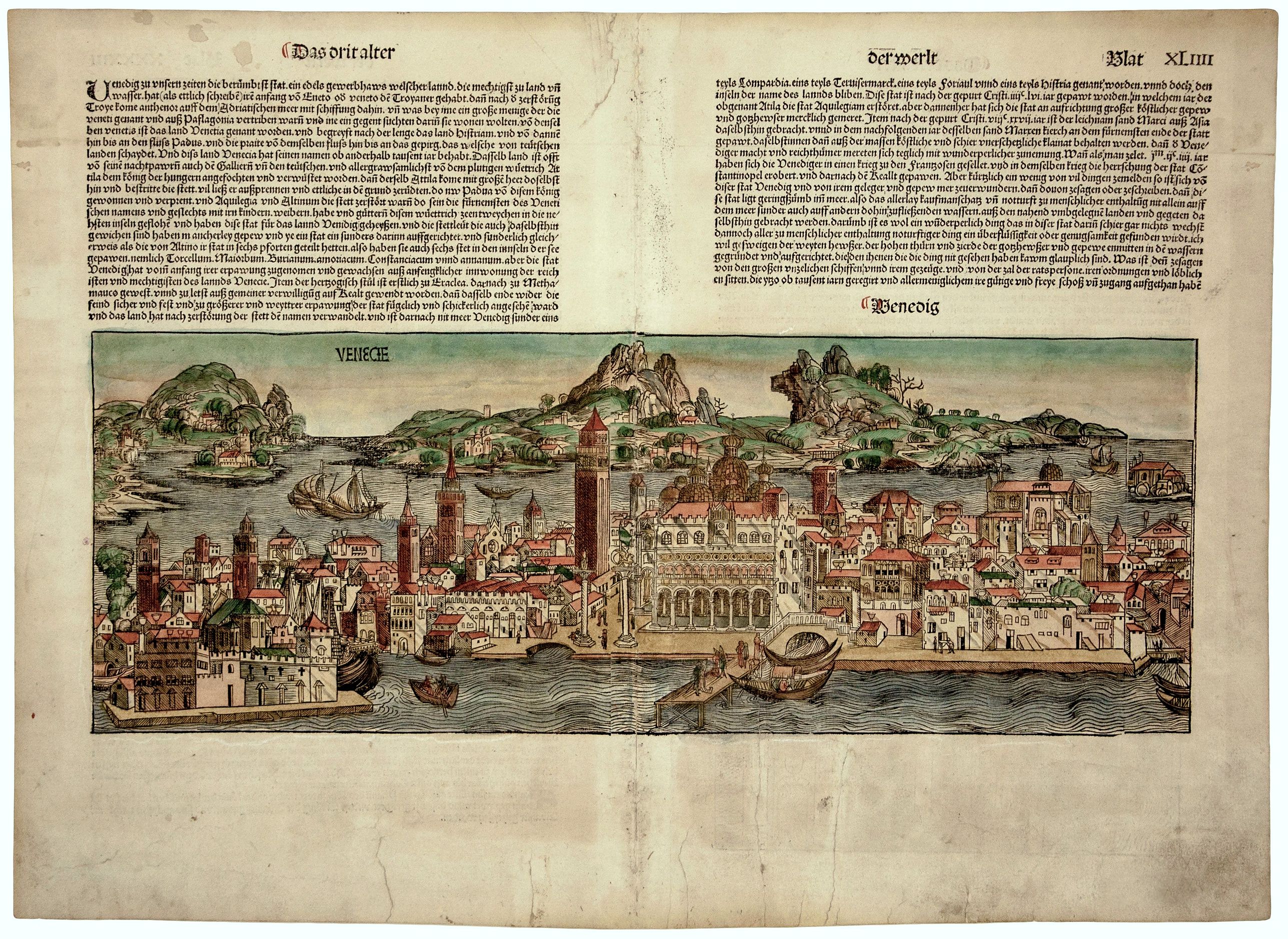 SCHEDEL, H. , Venice/ Padua. Venecie., antique map, old maps