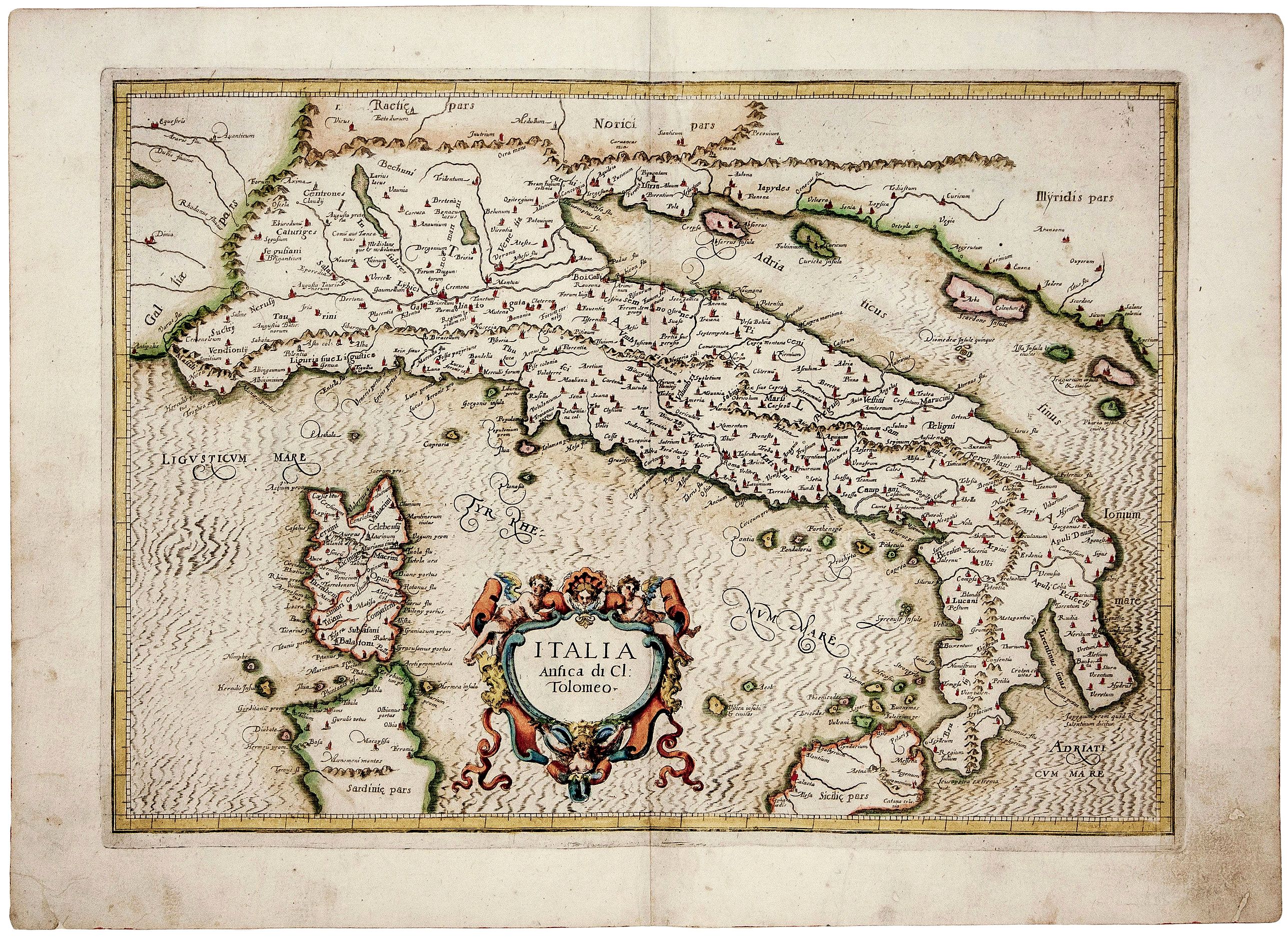 MAGINI, G. A. , Italia Antica di Cl: Tolmeo., antique map, old maps
