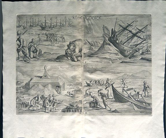 Commelin, Novaya Zemlya., antique map, old maps