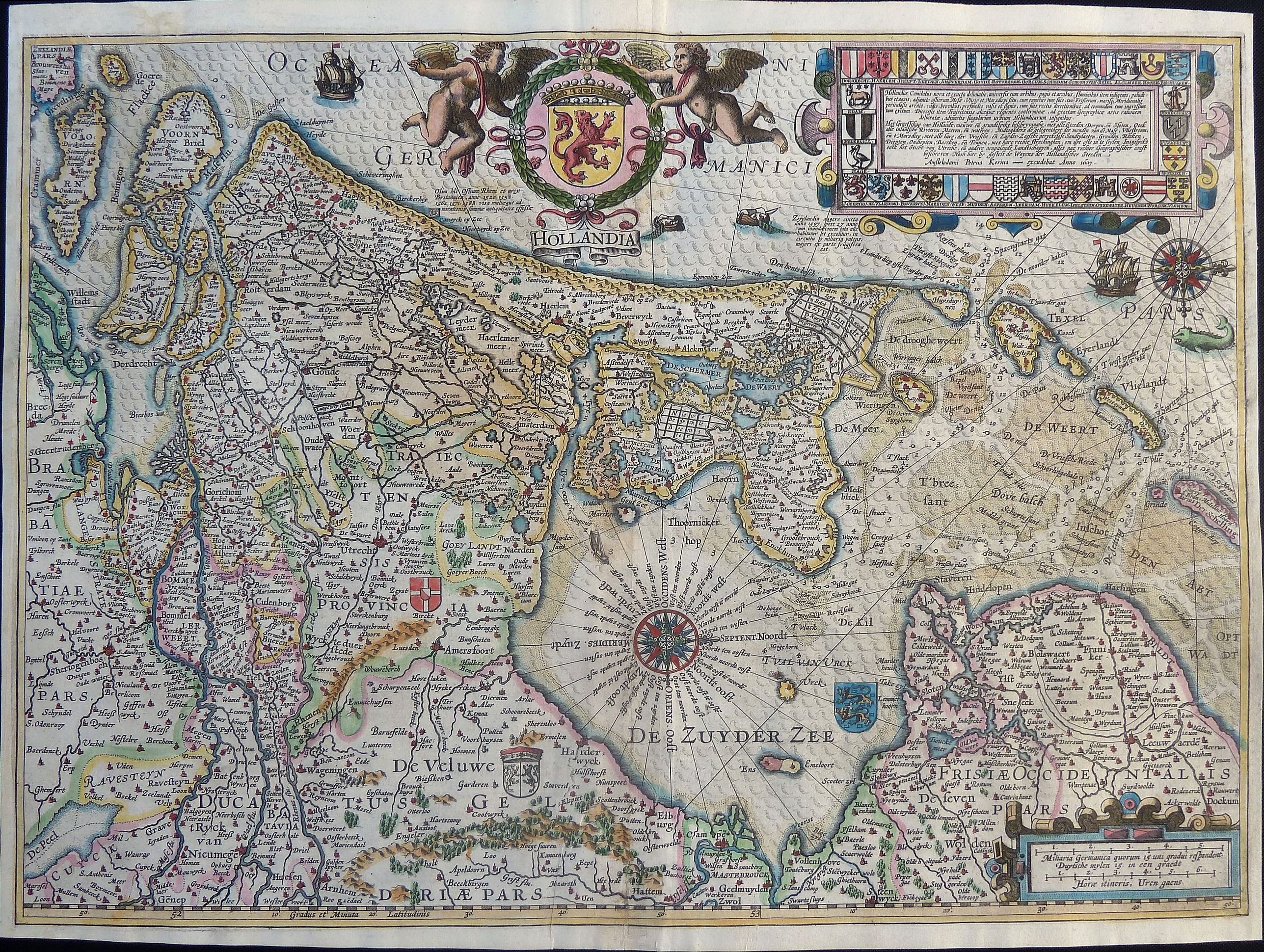 KAERIUS, Petrus., Hollandia., antique map, old maps