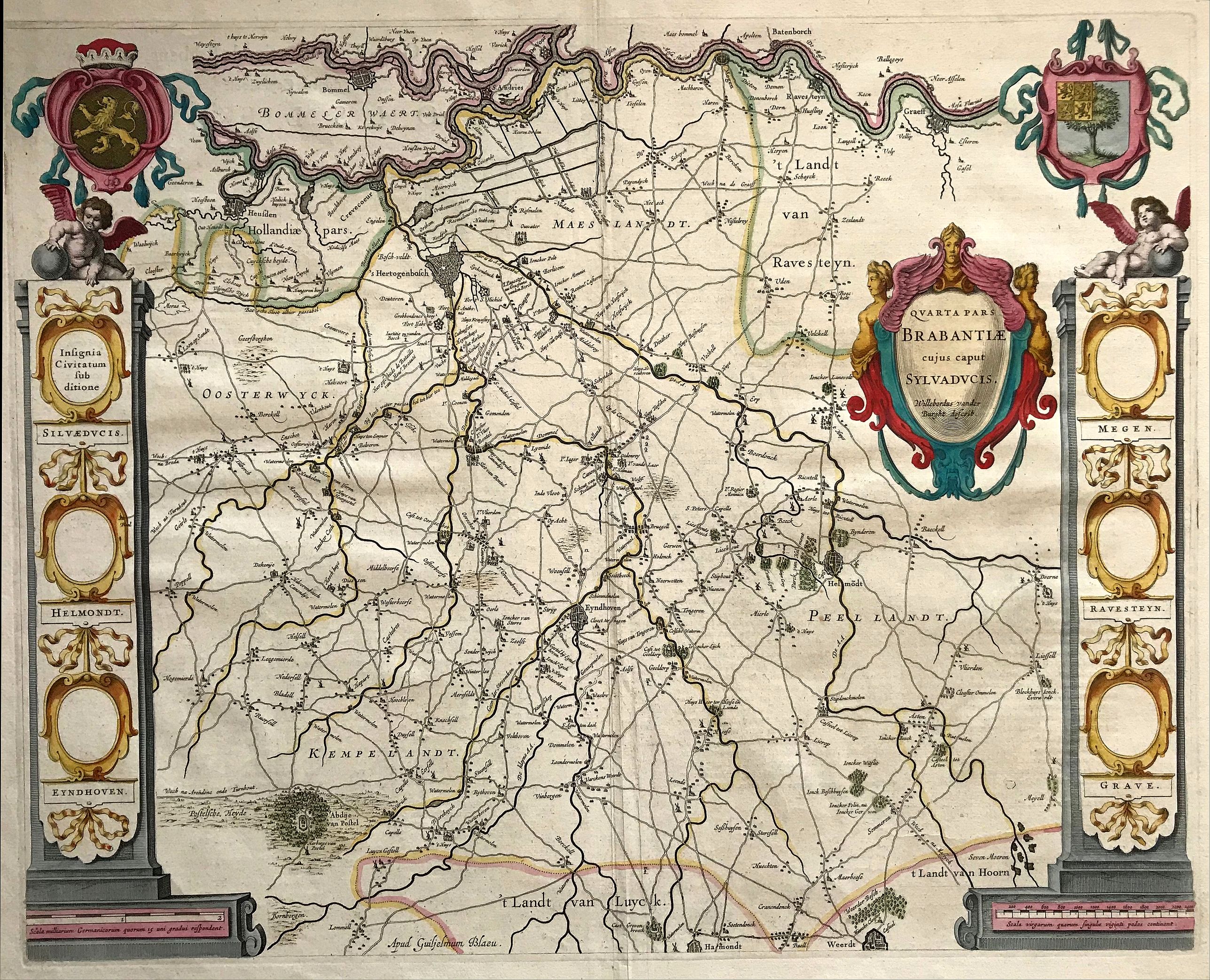 BLEAU, W., Quarta Pars Brabantiae cujus caput Sylvaducis., antique map, old maps