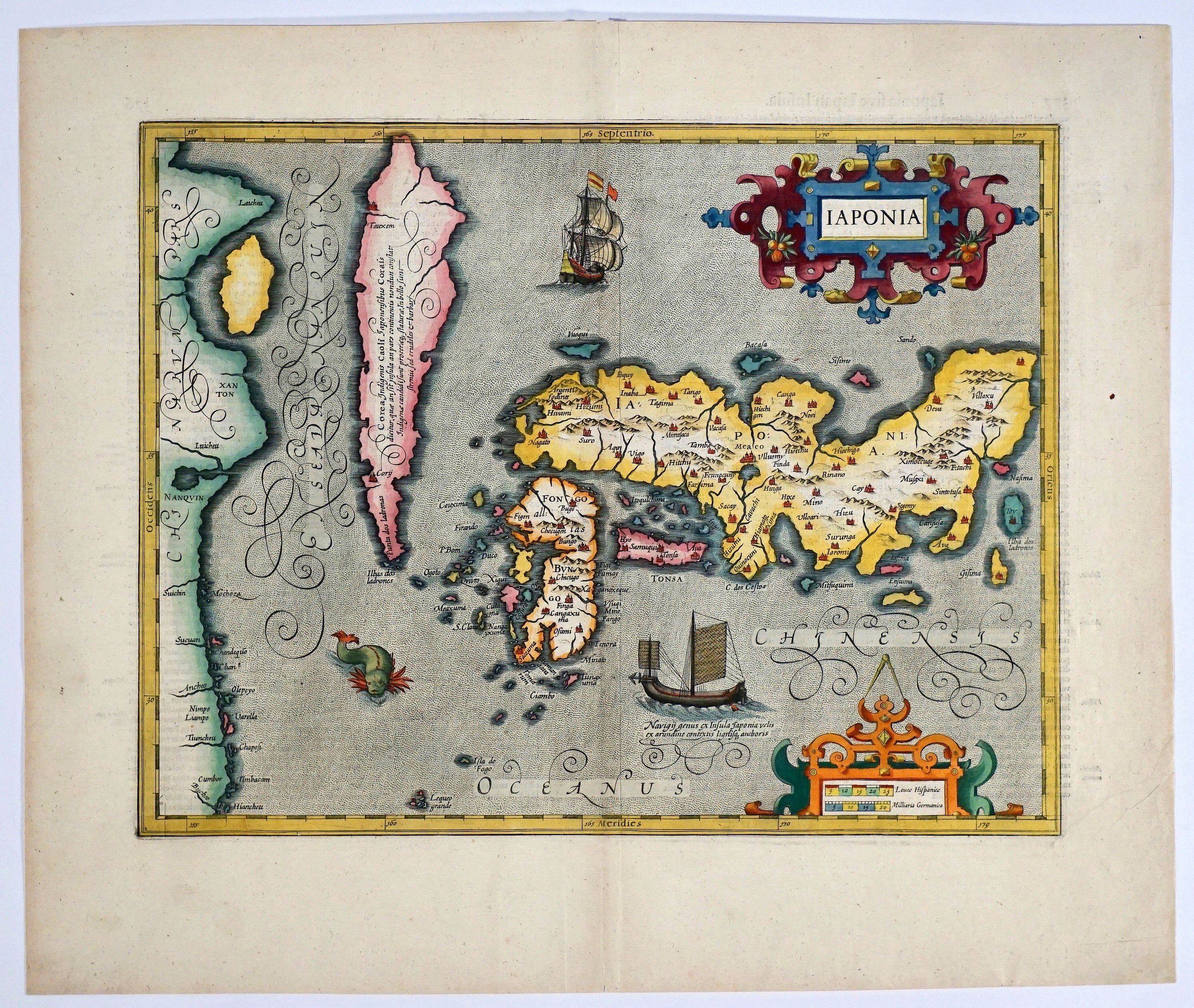 HONDIUS, H., Iaponia., antique map, old maps