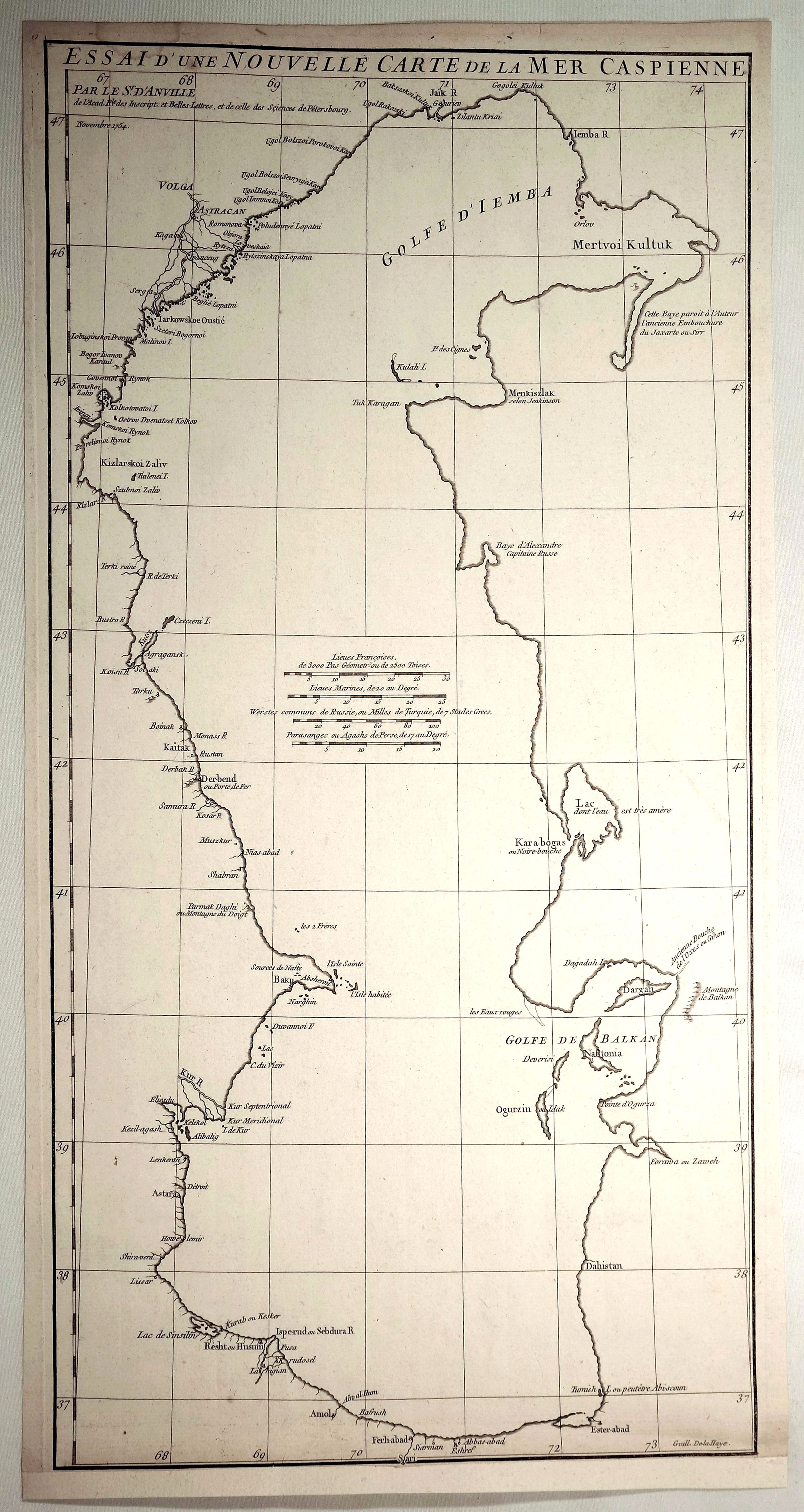 D'ANVILLE, J., Essai D’Une Nouvelle Carte de la Mer Caspienne., antique map, old maps