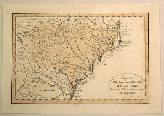 BELLIN, J., Carte de la Caroline et Georgie., antique map, old maps