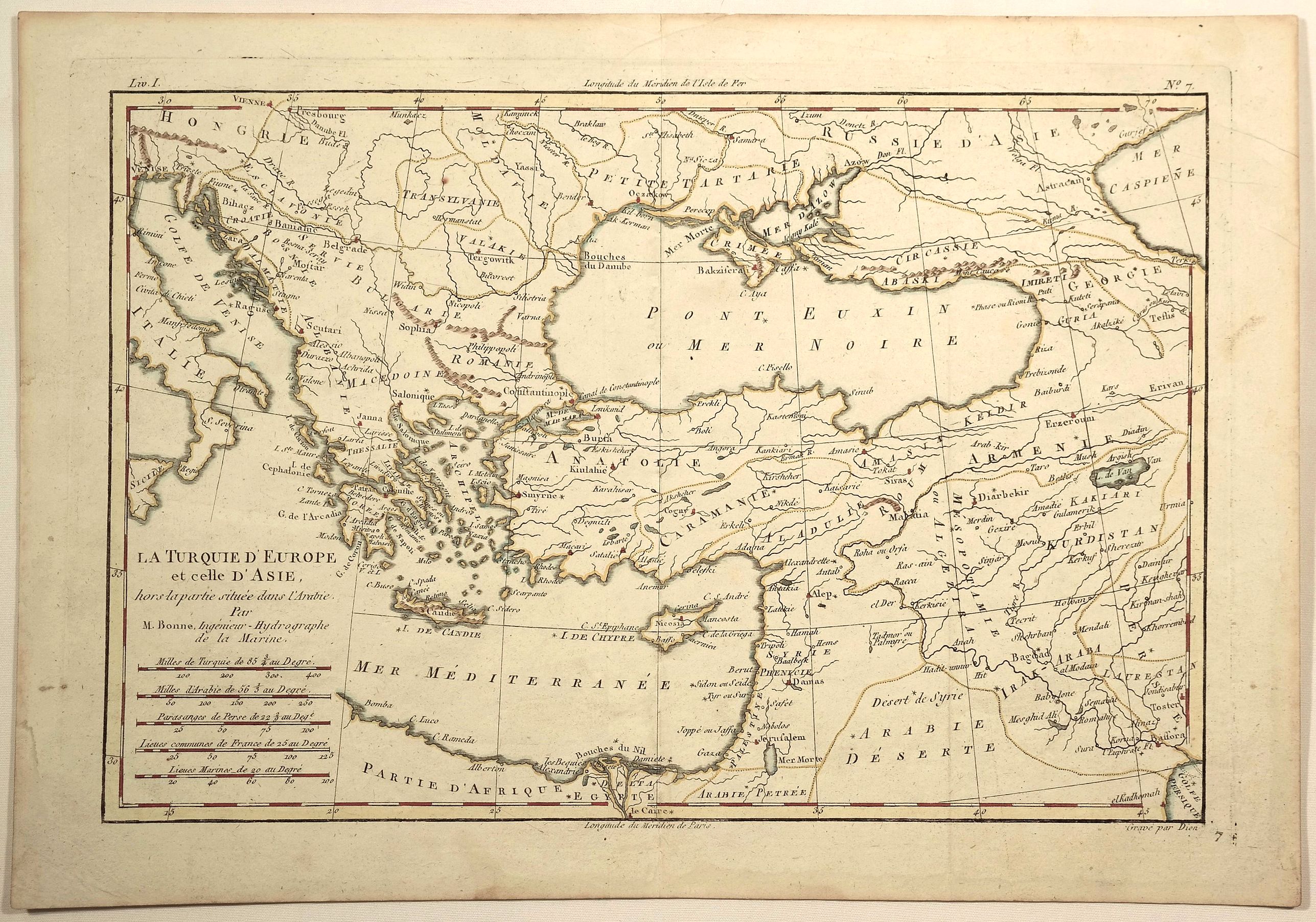 BONNE, R., La Turquie d’europe et Celle d’Asie., antique map, old maps