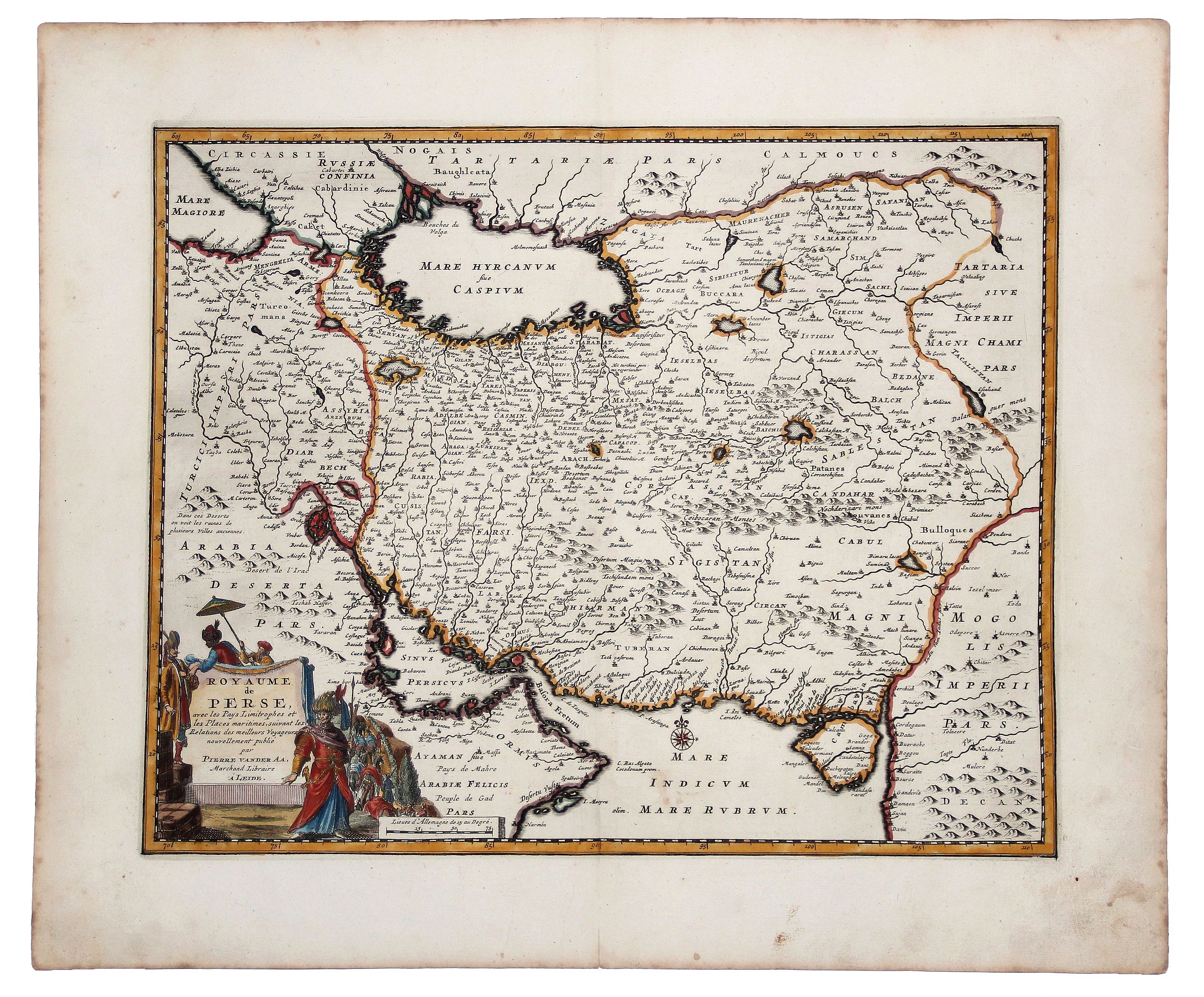 VAN DER AA, P., ROYAUME de PERSE avec les Pays Limitrophes et les Places maritimes, suivant les Relations des meilleurs Voyageurs nouvellement., antique map, old maps