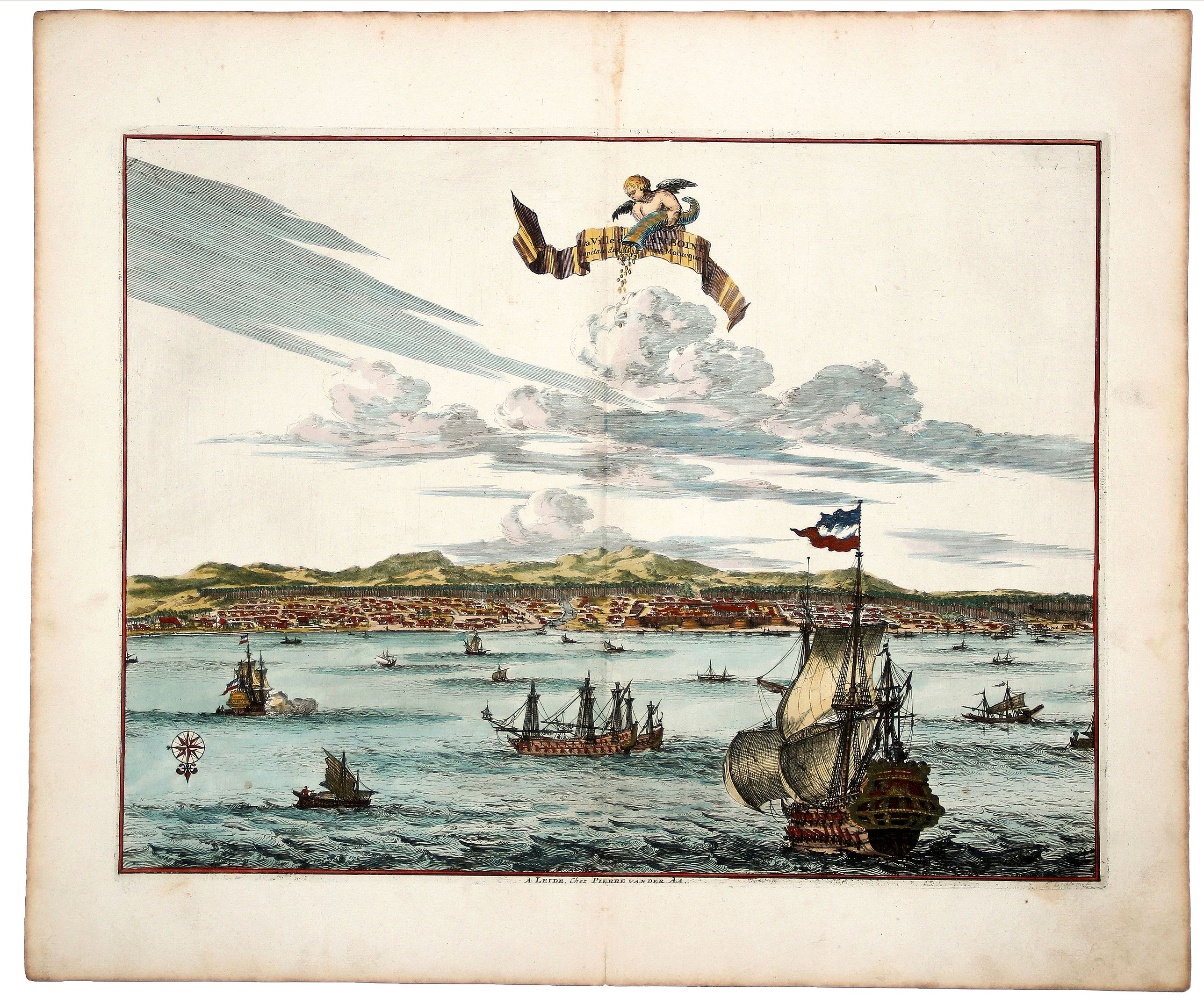 VAN DER AA, P., La Ville de l' AMBOINE, Capitale des Isles Molucques., antique map, old maps