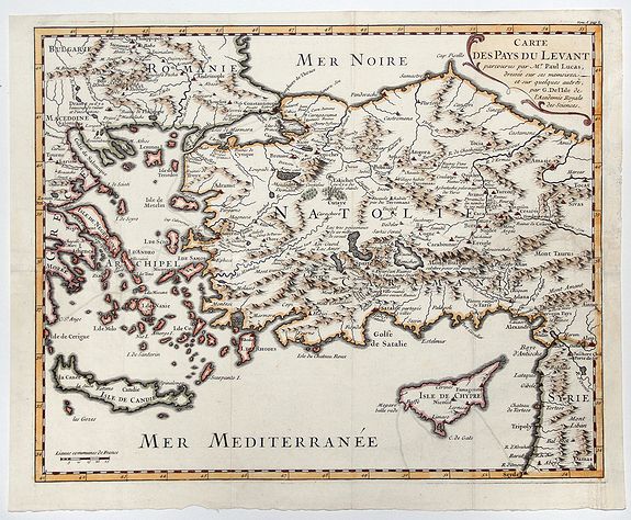 DEL'ISLE. , CARTE DES PAYS DU LEVANT. , antique map, old maps