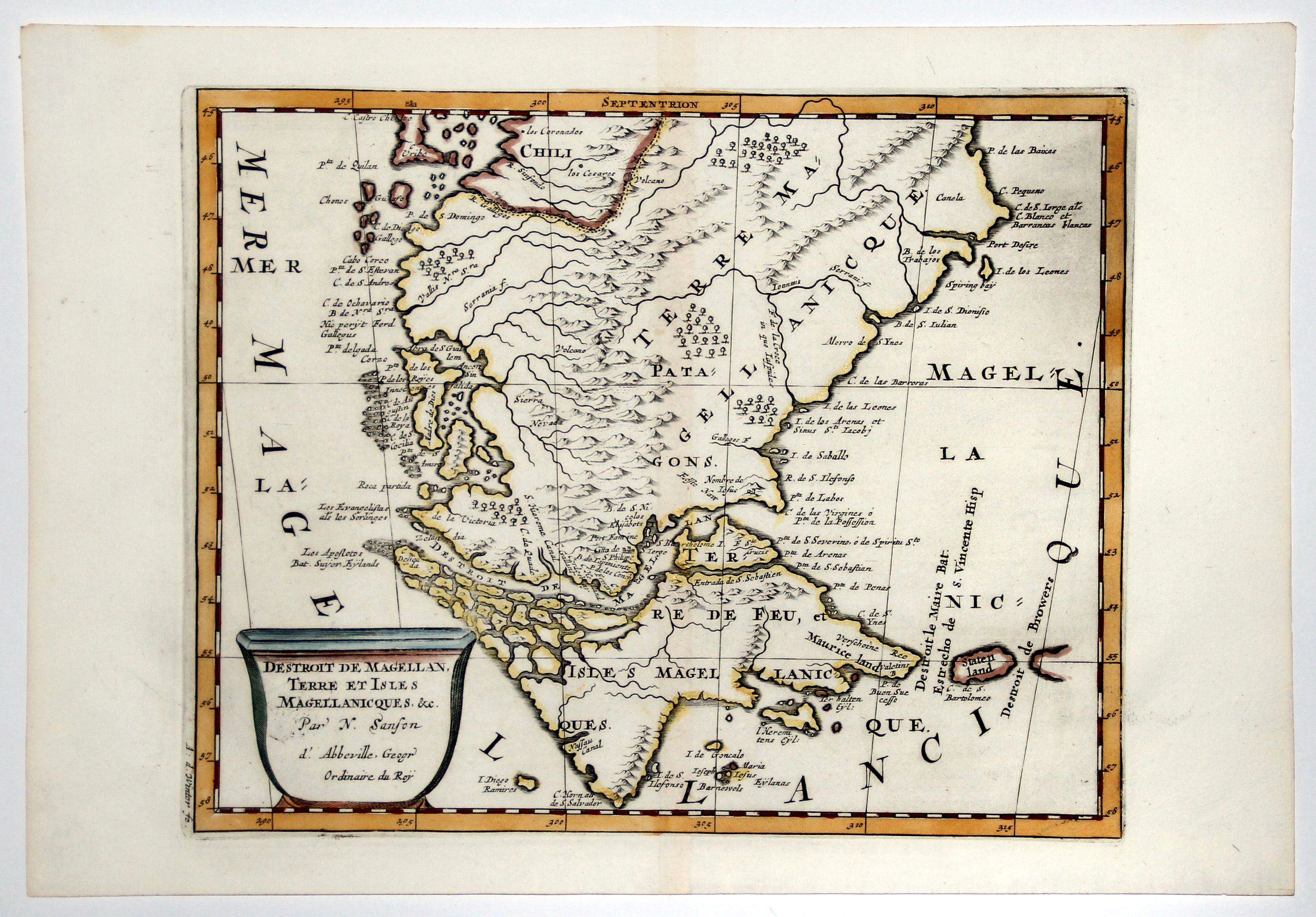 SANSON, N., DESTROIT DE MAGELLAN, TERRE ET ISLES MAGELLANICQUES, &c., antique map, old maps