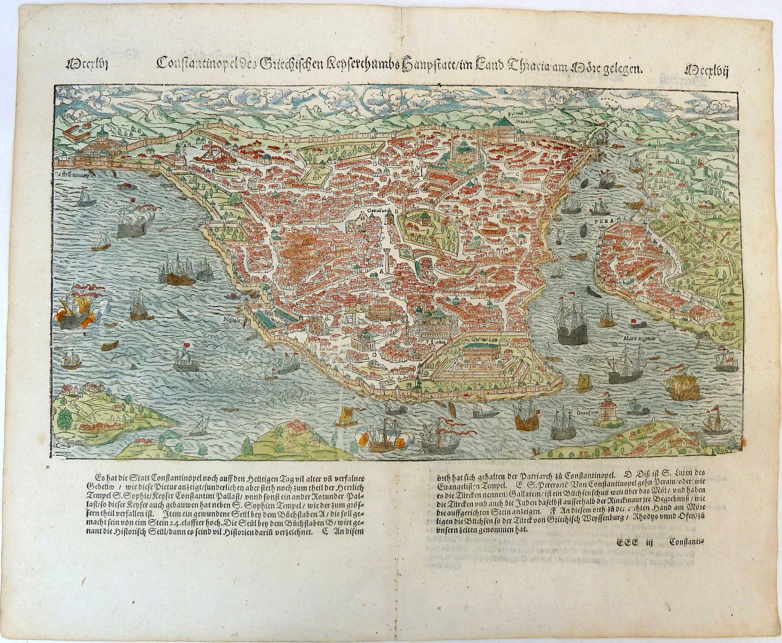 MÜNSTER, Sebastian., Constantinopel, antique map, old maps