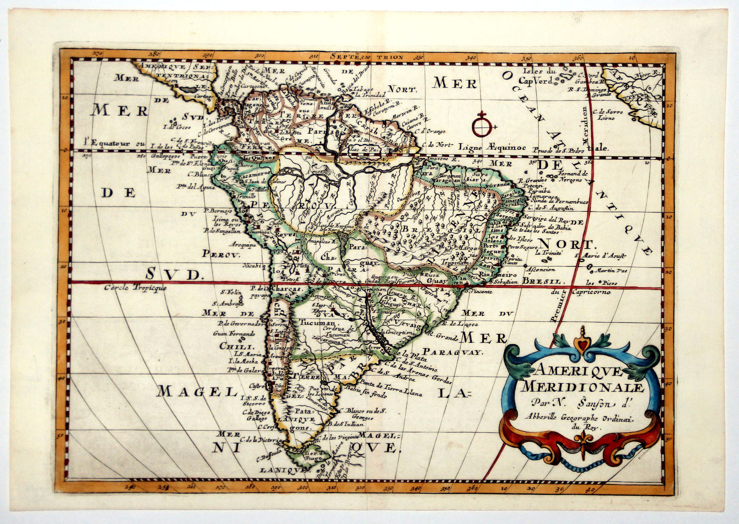 SANSON, N., AMERIQUE MERIDIONALE., antique map, old maps