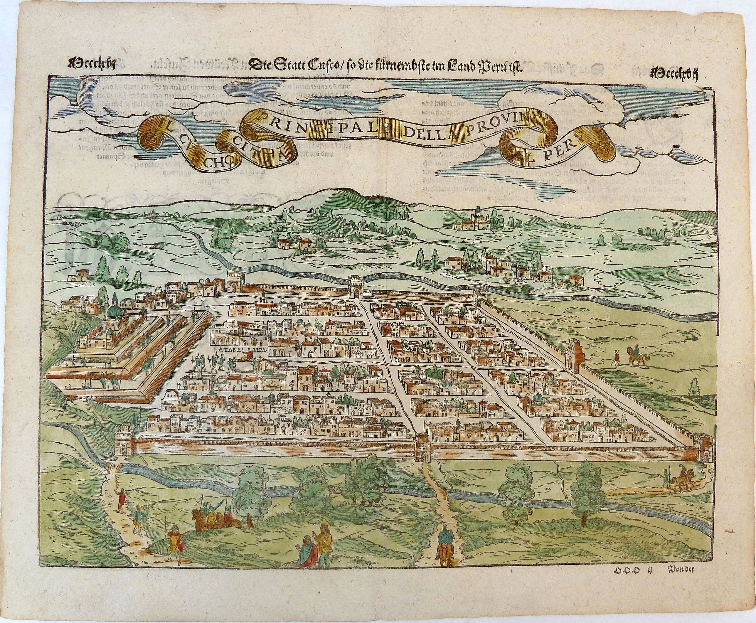 MÜNSTER, Sebastian., Der Statt Cusco / so die fuernembste im Land Peru / Il Cuscho Citta Principale della Provincia del Peru., antique map, old maps
