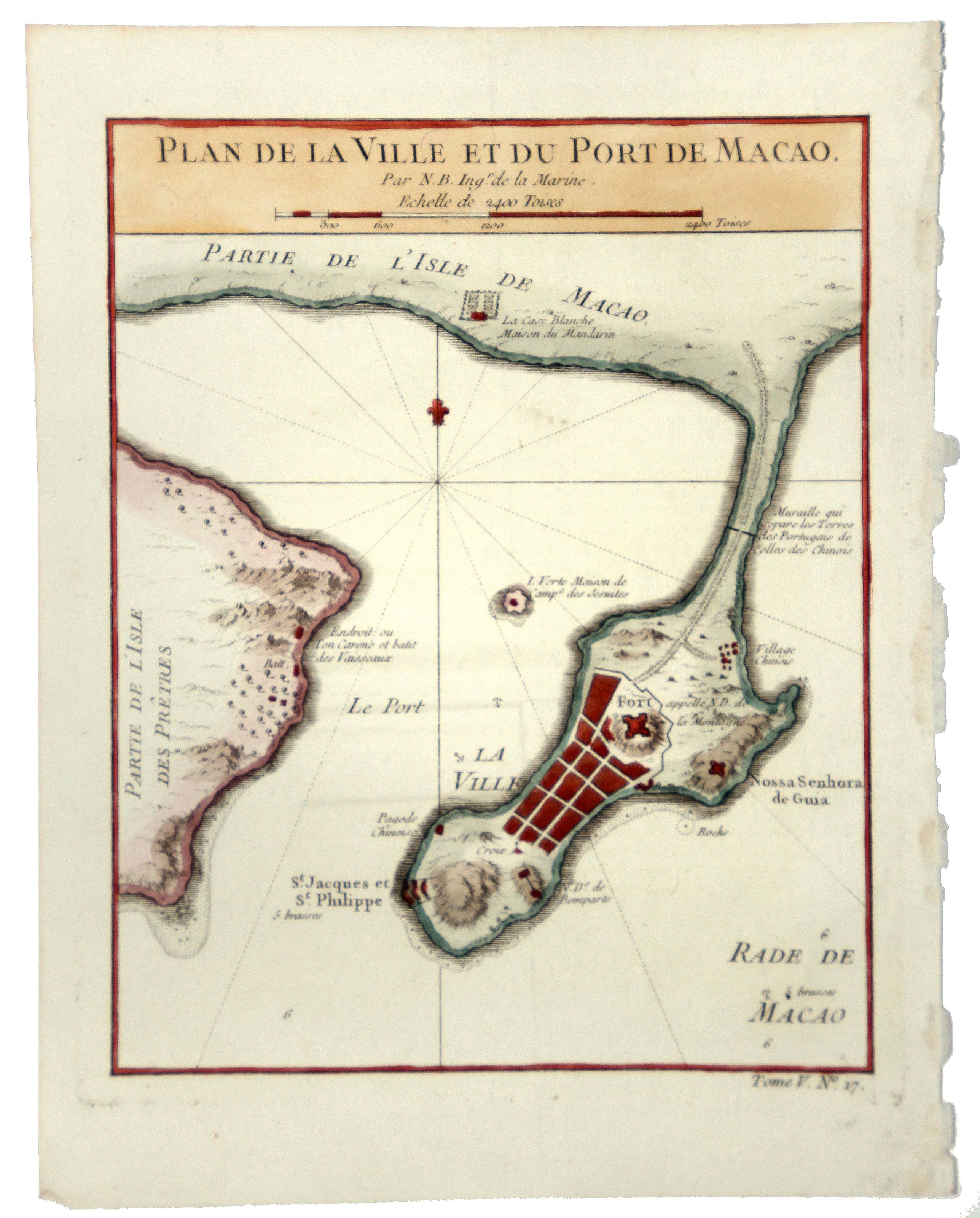 BELLIN, J.N., PLAN DE LA VILLE ET DU PORT DE MACAO., antique map, old maps