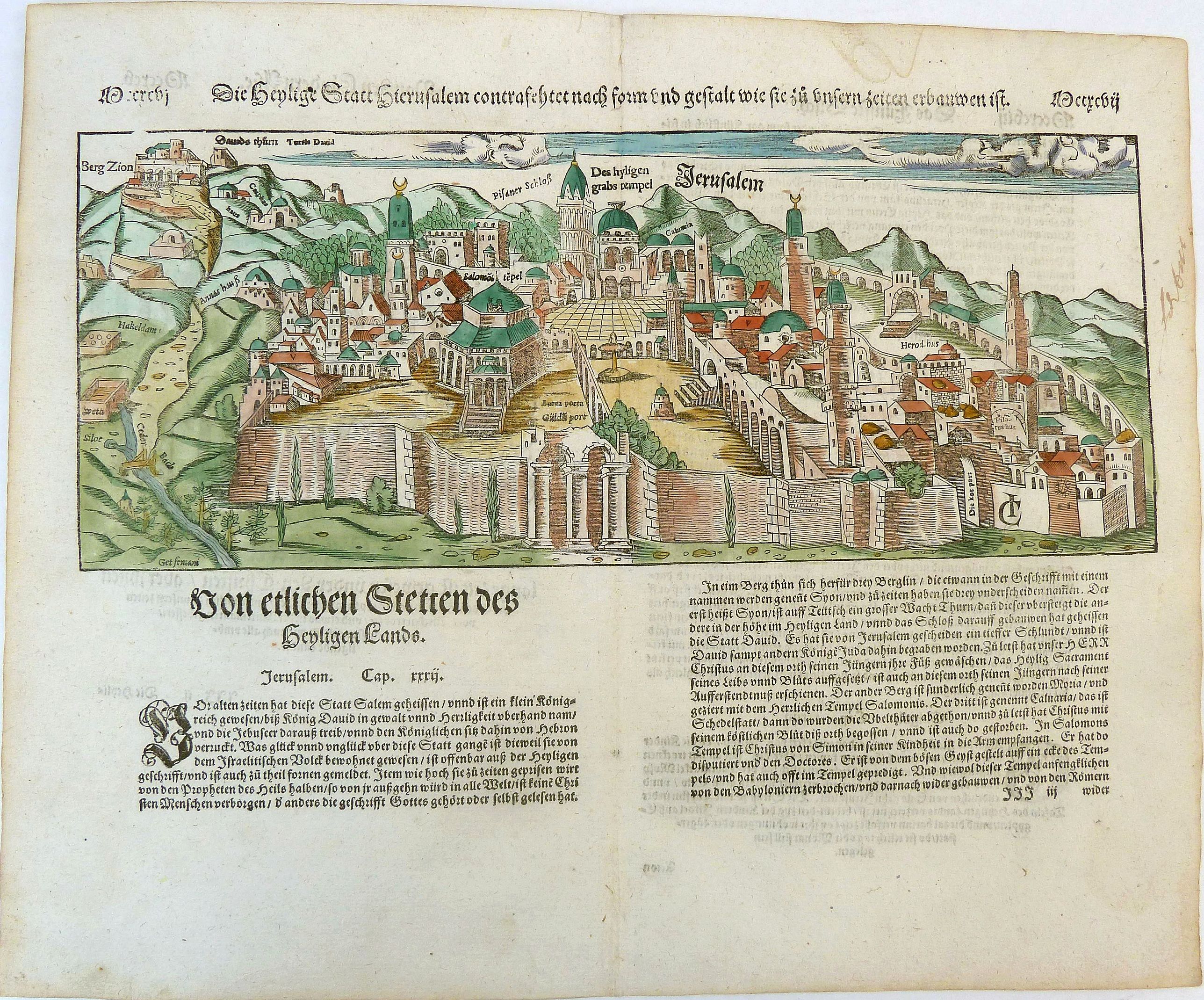 MÜNSTER, Sebastian., Die Heylige Statt Jerusalem., antique map, old maps
