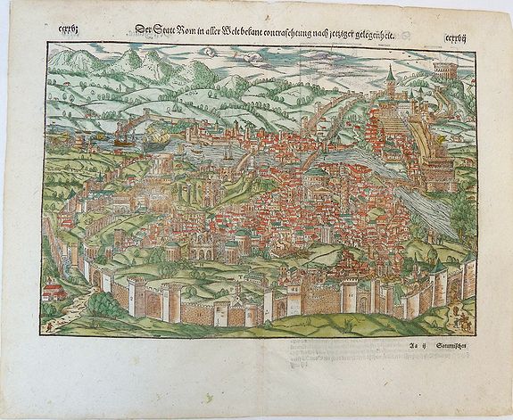 MÜNSTER, Sebastian., Der Statt Rom in aller Welt bekant contrafehtung nach ietziger gelegenheit., antique map, old maps