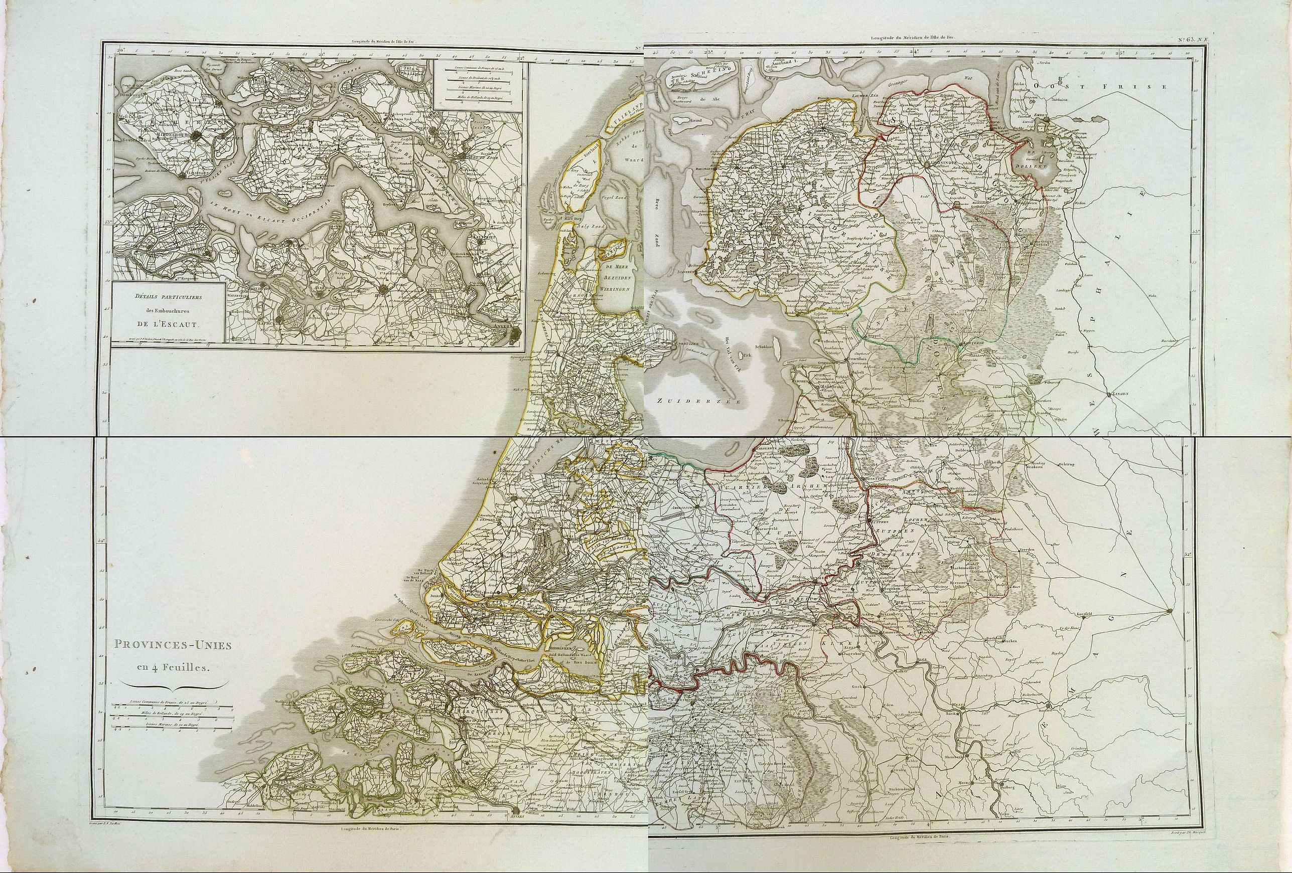 MENTELLE, Edme, Province-Unies en 4 Feuilles., antique map, old maps