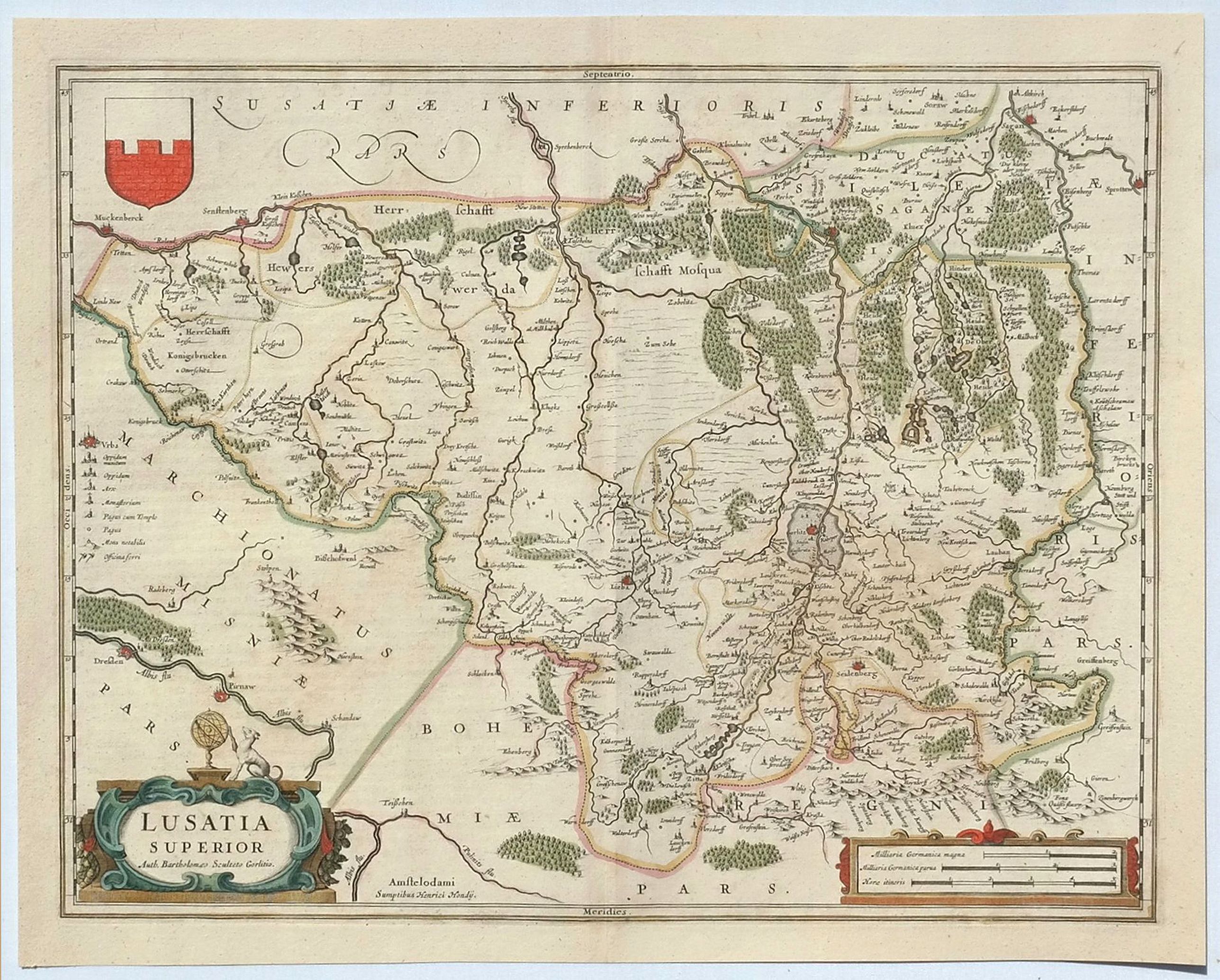 HONDIUS, H., Lusatia Superior., antique map, old maps
