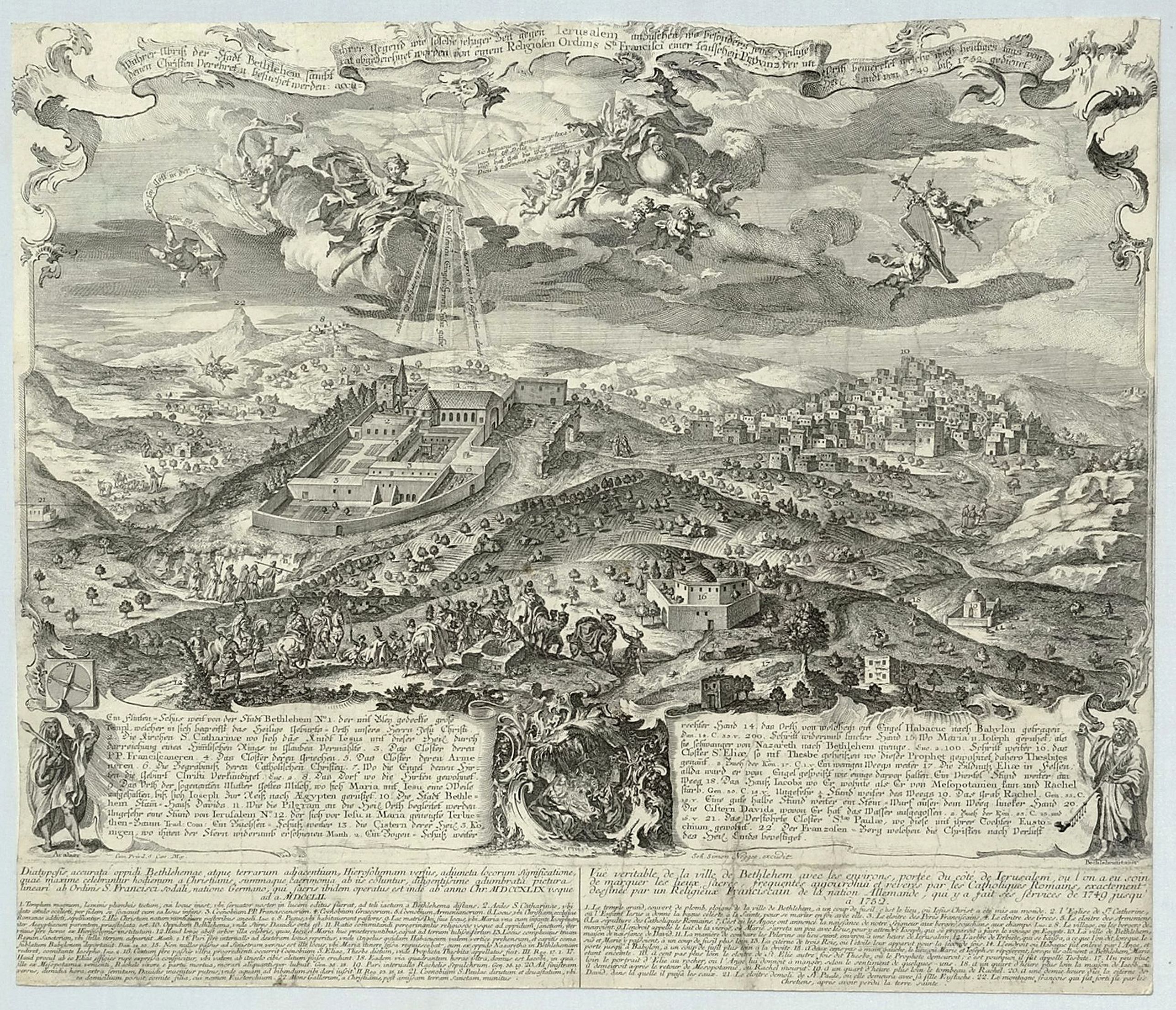 GOEZ, G., Waher Abriss der Stadt Bethlehem. . ., antique map, old maps