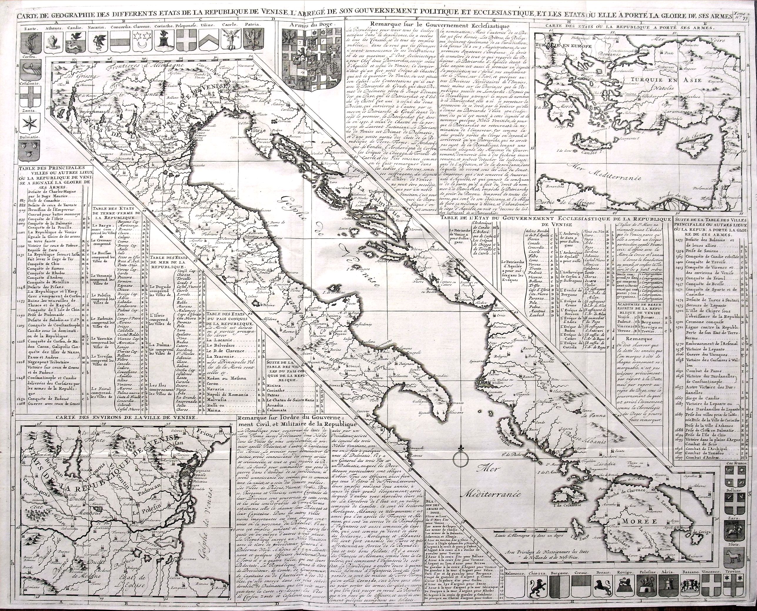 CHATELAIN, H., Carte de geographie des differents etats de la Republique de Venise. . ., antique map, old maps