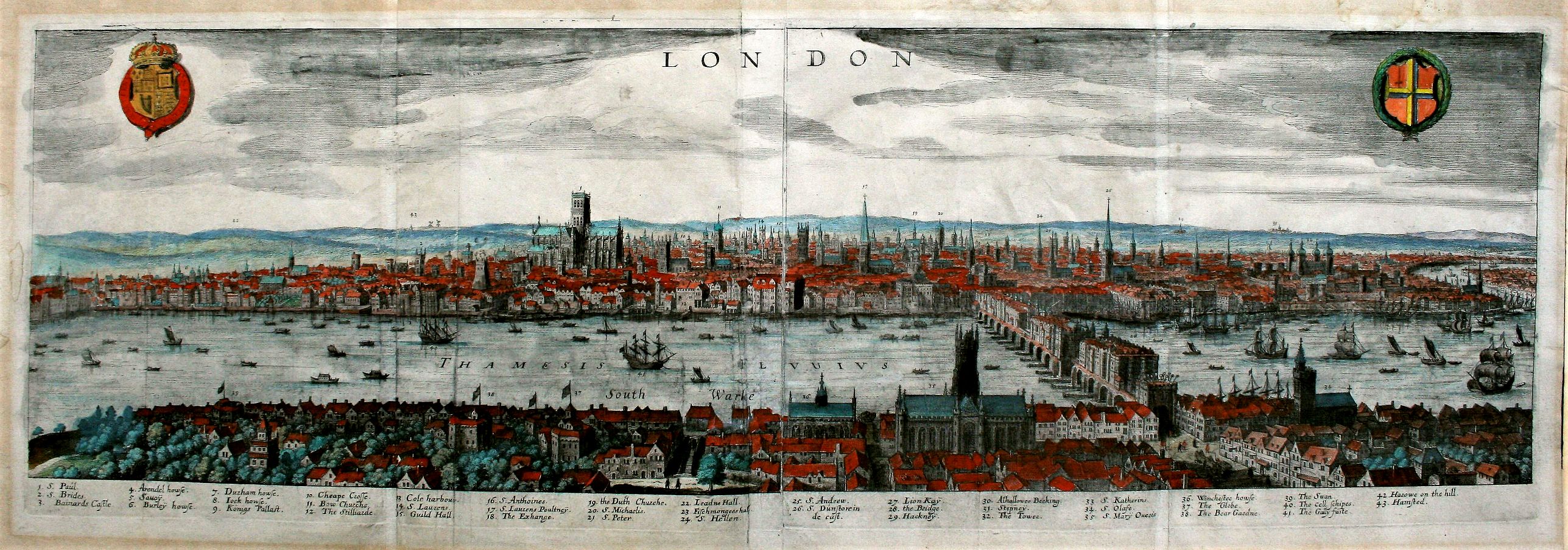 MERIAN, M., London., antique map, old maps