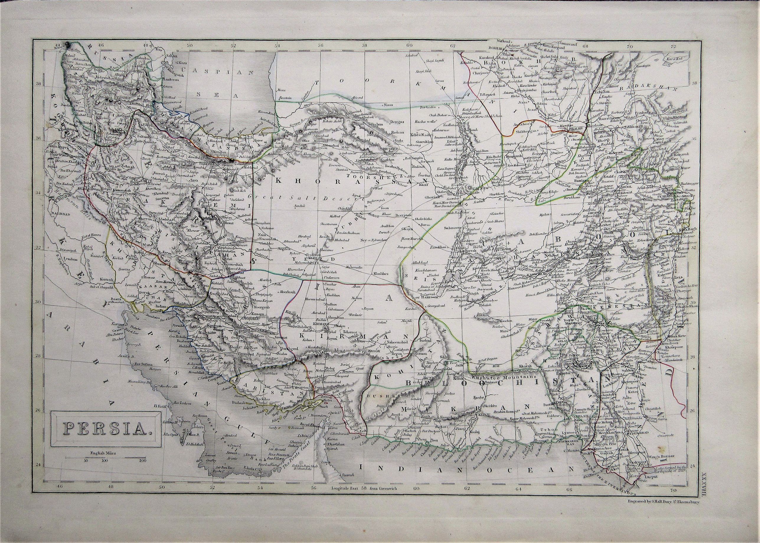 HALL, Sidney / A & C Black. , Persia. , antique map, old maps