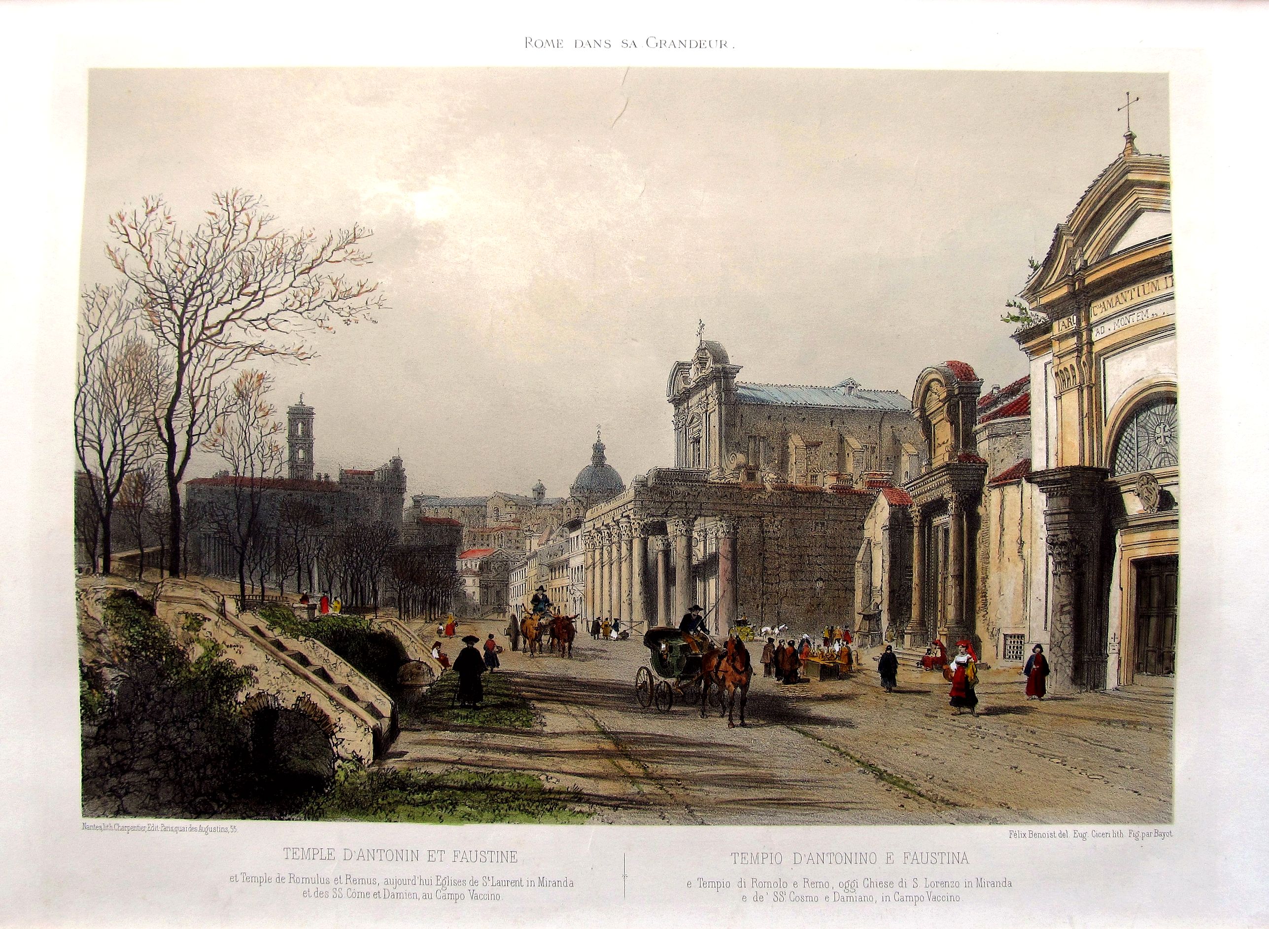 CHARPENTIER, H., Temple d'Antonin et Faustine / Tempio d'Antonino e Faustina., antique map, old maps