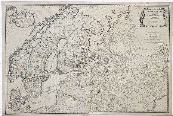 SCHRAEMBL, F., Zwieter Theil der Karte von Europe, Welcher Dænemark, und Norwegen, Sweden, und Russland Enthælt., antique map, old maps