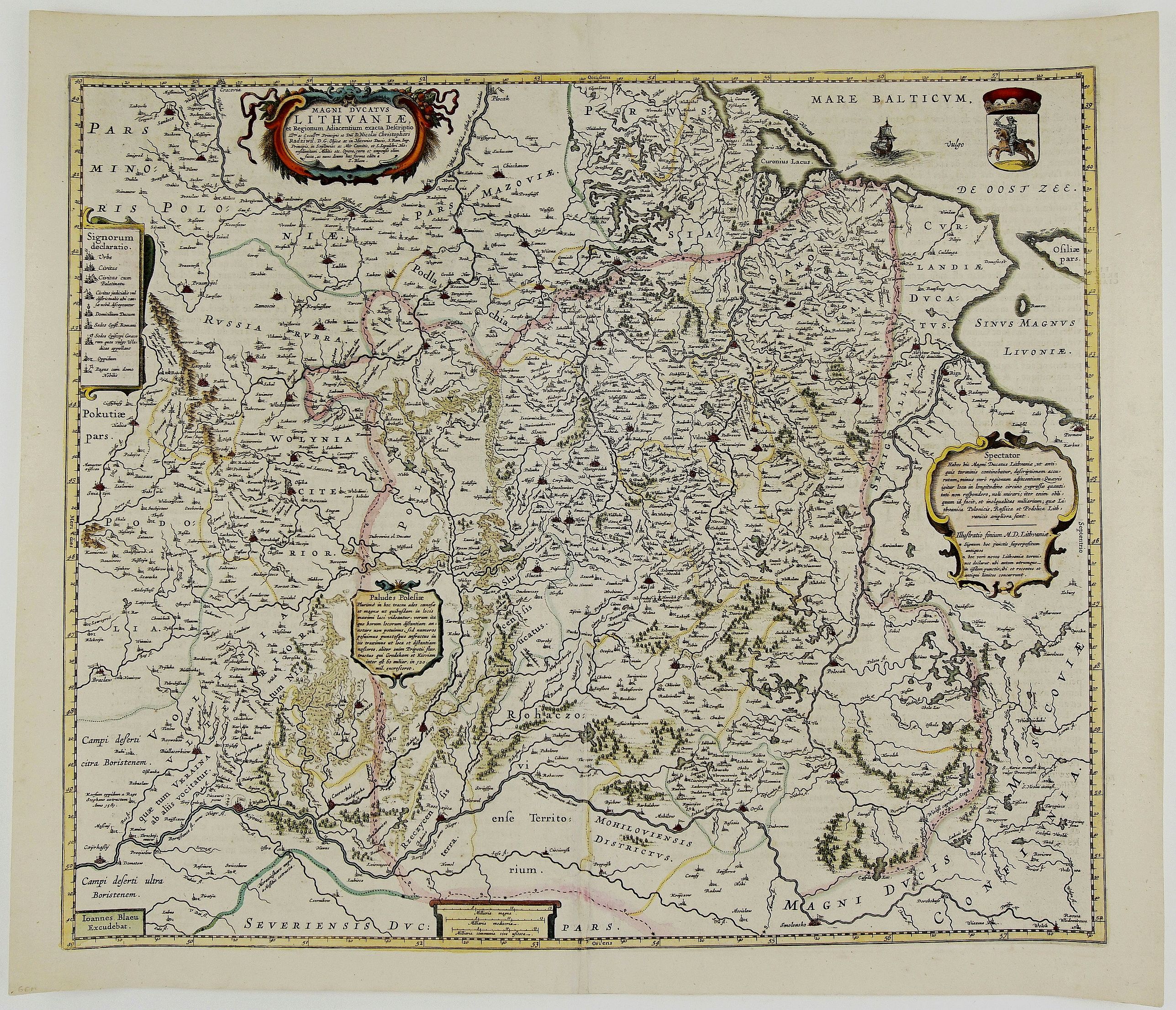 BLAEU, J., Magni Ducatus Lithuaniae et Regionum Adiacentium exacta Descriptio . . ., antique map, old maps