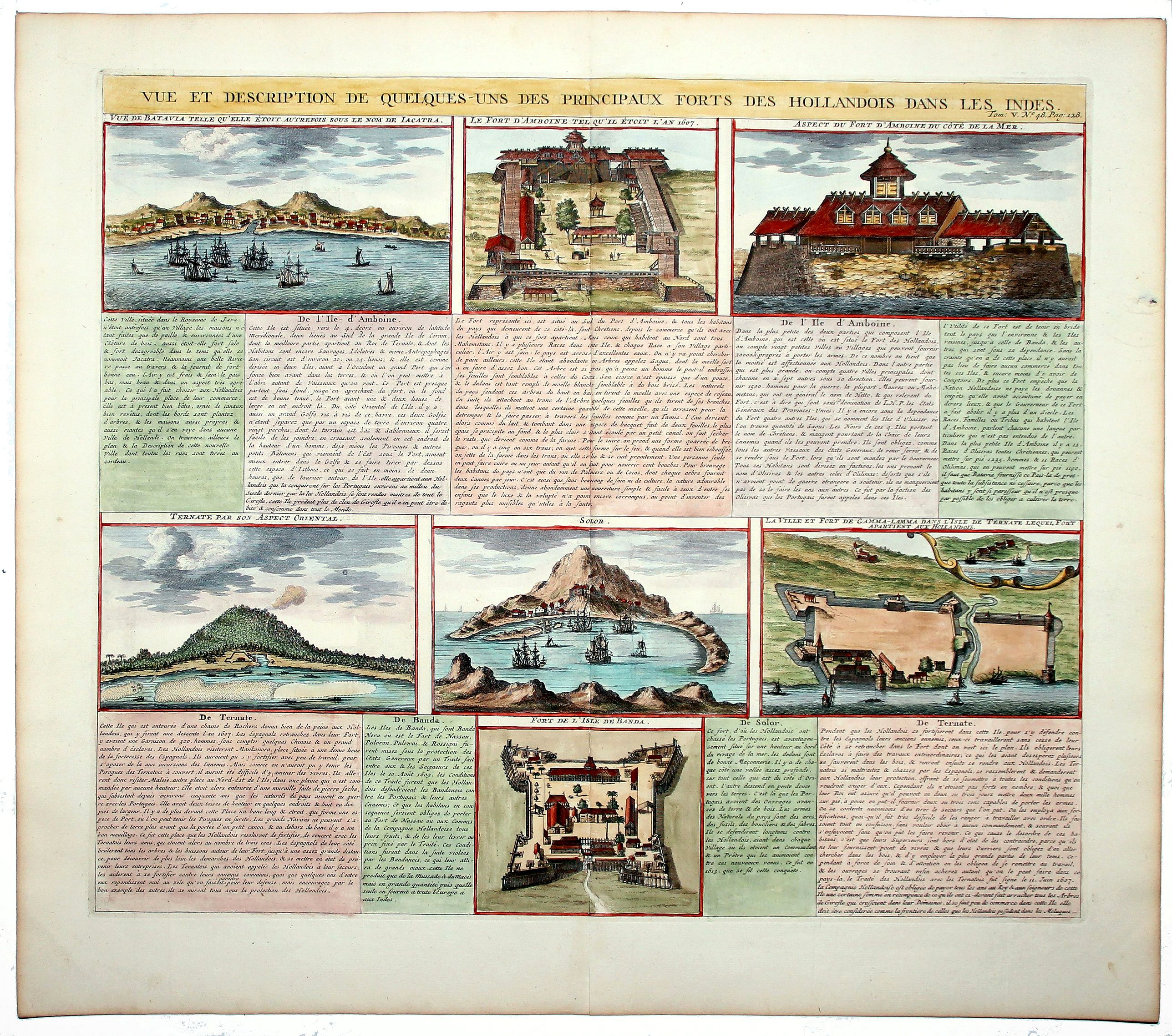 CHATELAIN, H., Vue et description de quelques-uns des principaux forts des Hollandois dans les Indes. (Dutch Forts)., antique map, old maps