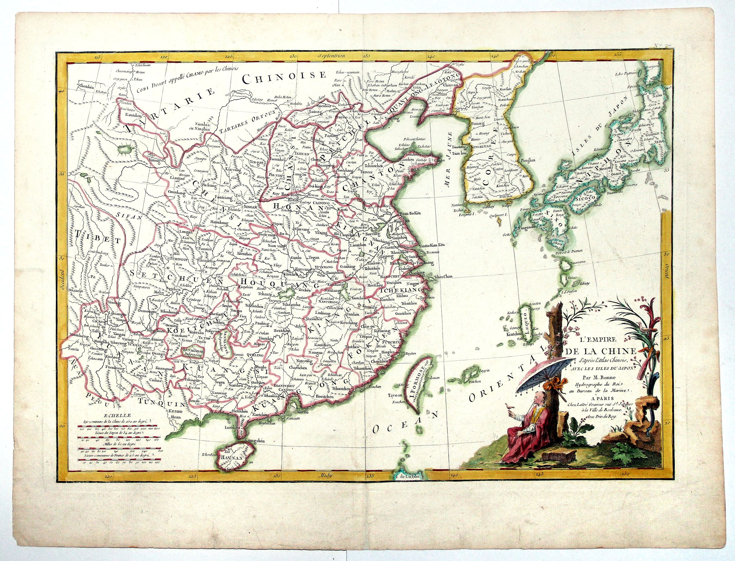 LATTRE, Jean., L'EMPIRE DE LA CHINE d'après l'Atlas Chinois avec les Isles du Japon., antique map, old maps