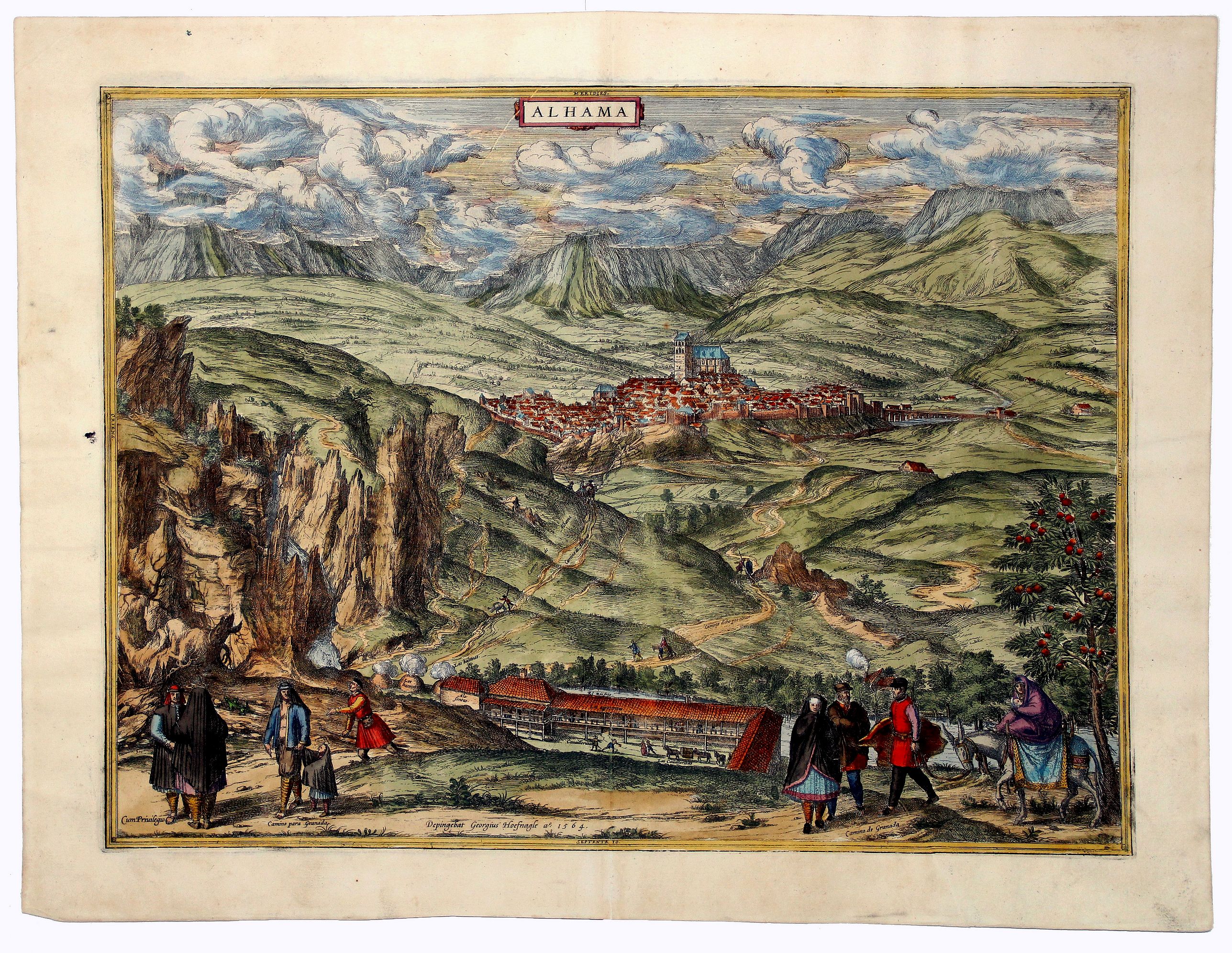 BRAUN, G. / HOGENBERG, F., ALHAMA., antique map, old maps