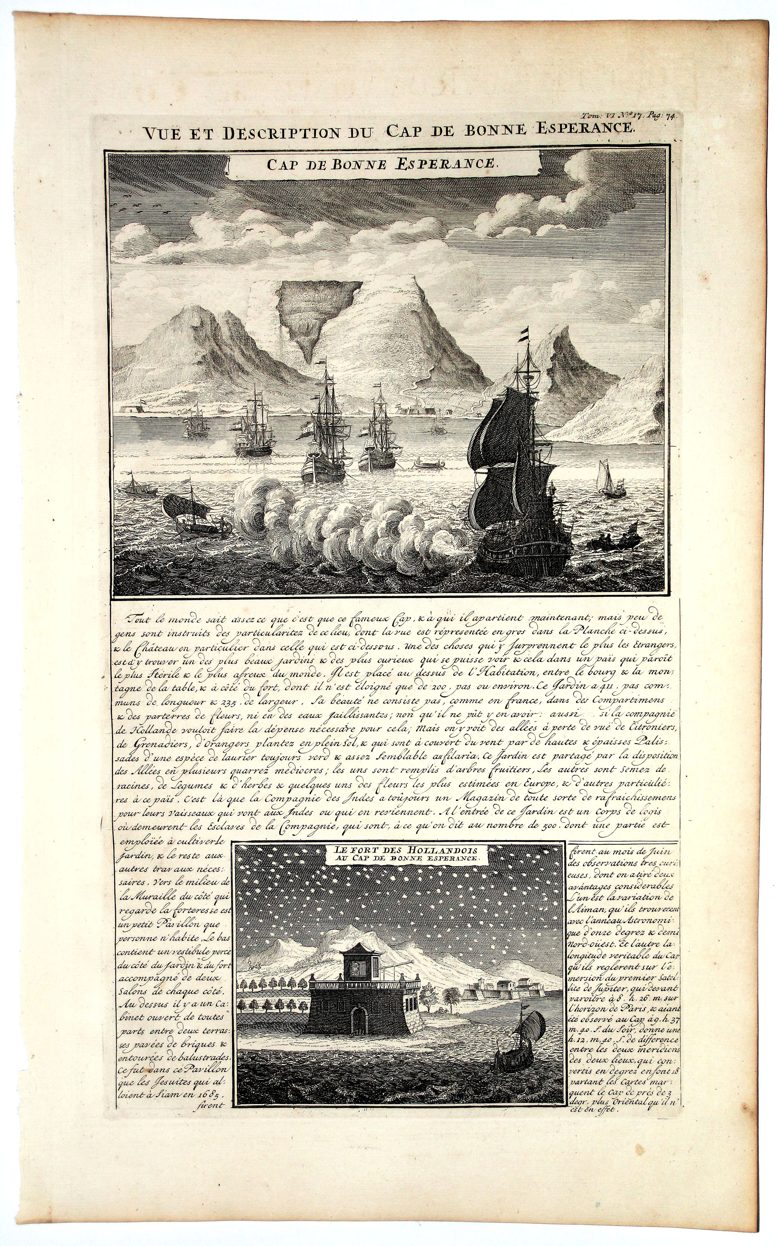 CHATELAIN, H., VUE et DESCRIPTION du Cap De BONNE ESPERANCE., antique map, old maps