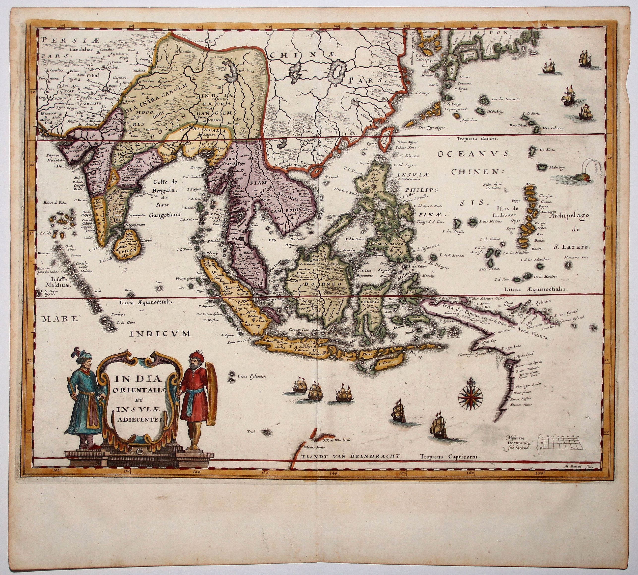 MERIAN, M., INDIA Orientalis et Insulae Adiecentes, antique map, old maps