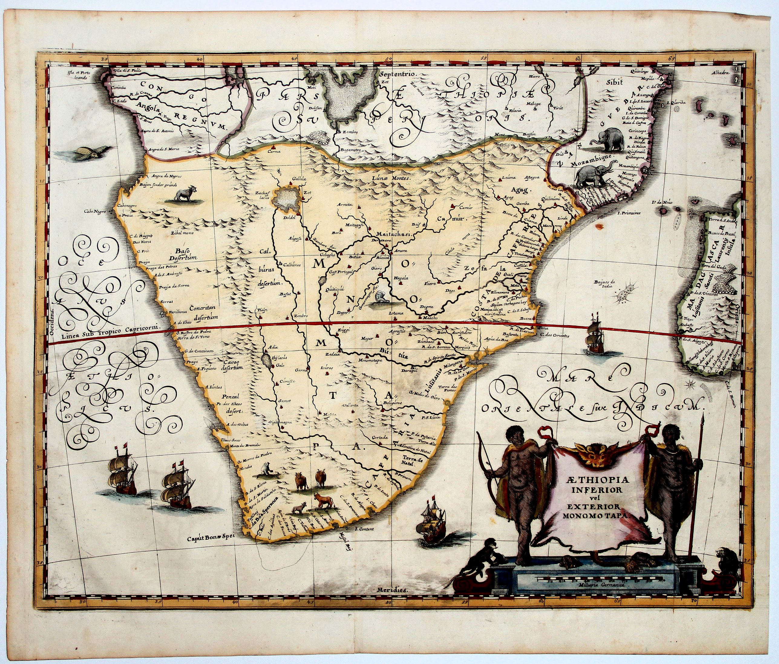 MERIAN, M., AETHIOPIA INFERIOR vel EXTERIOR MONOMOTAPA., antique map, old maps